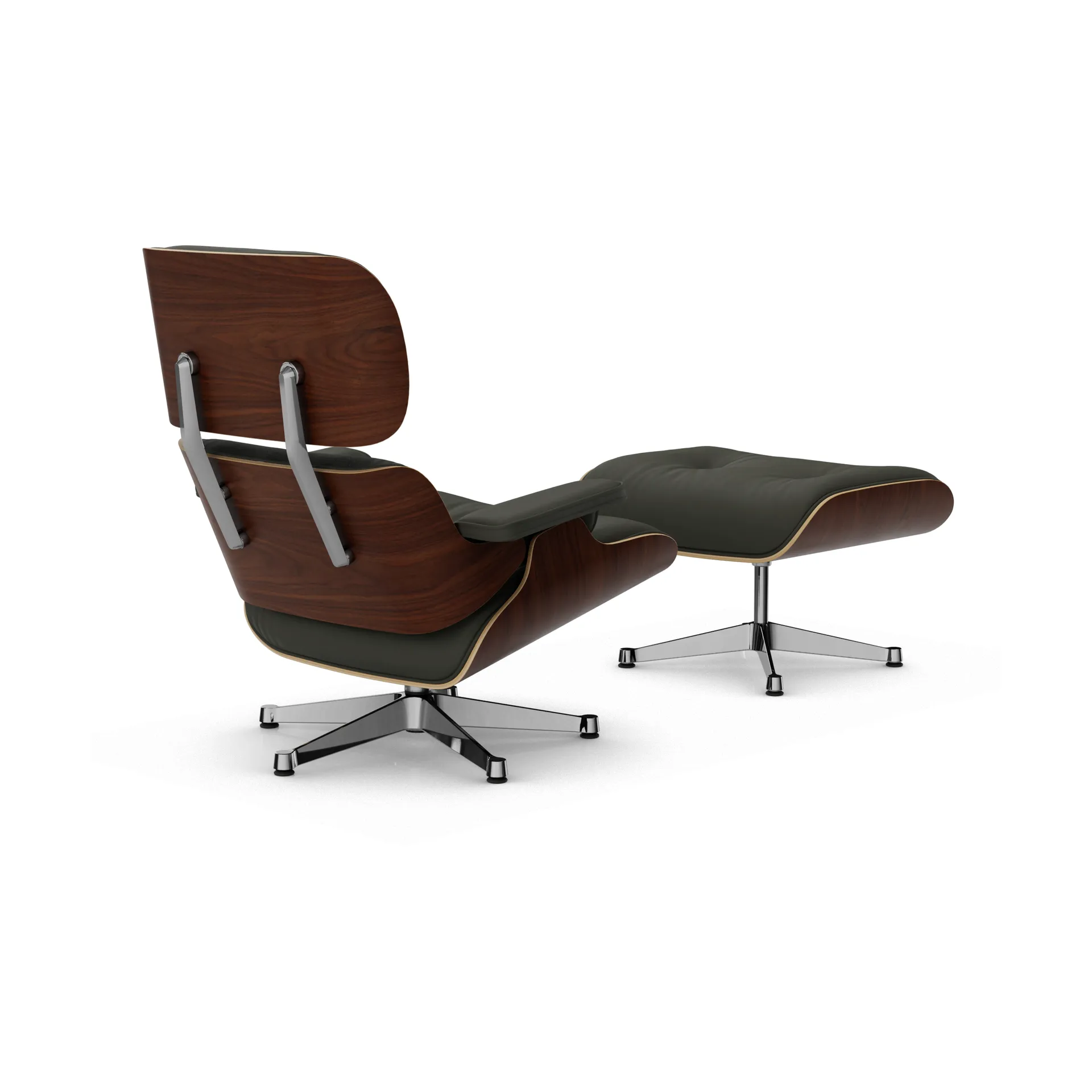 Eames Lounge Chair & Ottoman new dimensions, 61 Umbra grey-32 walnut dark-pol. steel Vitra