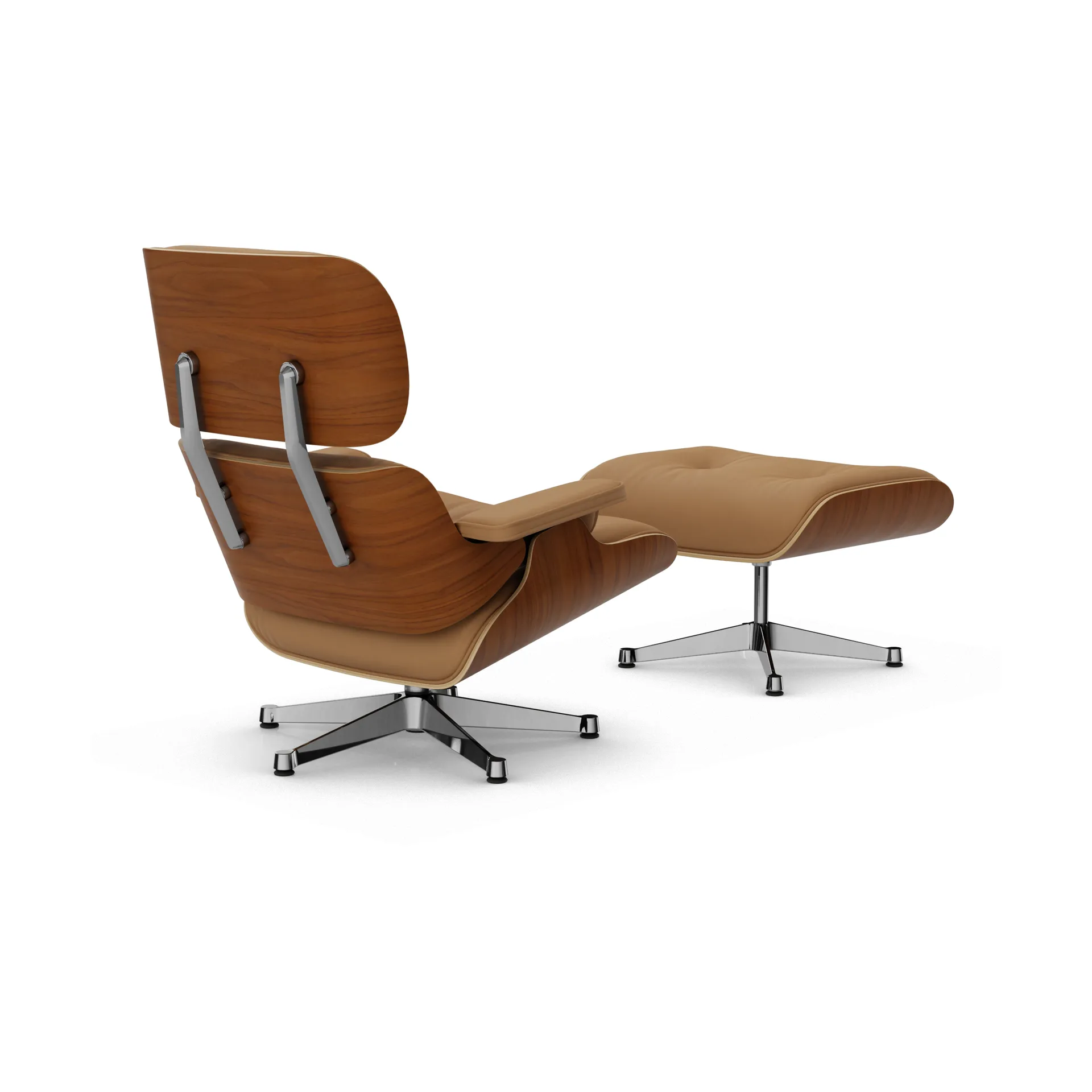 Eames Lounge Chair & Ottoman new dimensions, 62 Ochre-31 walnut natural-pol. steel Vitra