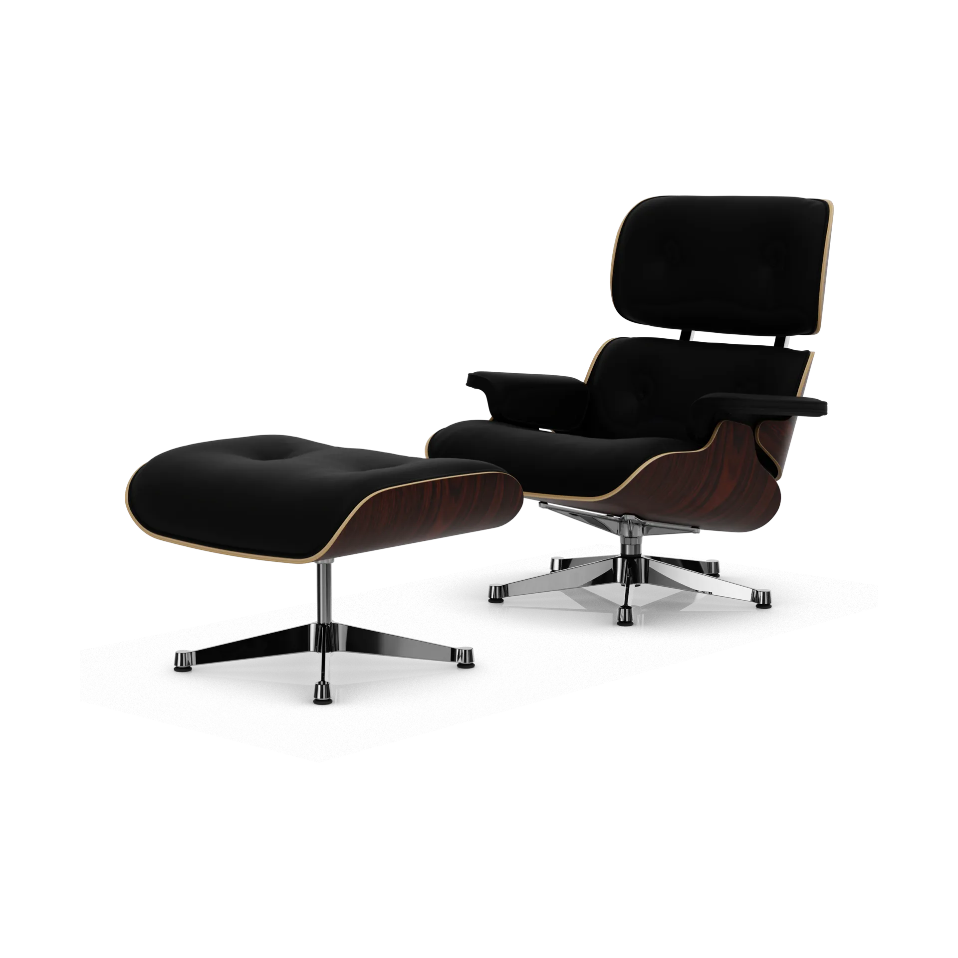 Eames Lounge Chair & Ottoman new dimensions, 66 Nero-05 santos palisander-pol. steel Vitra