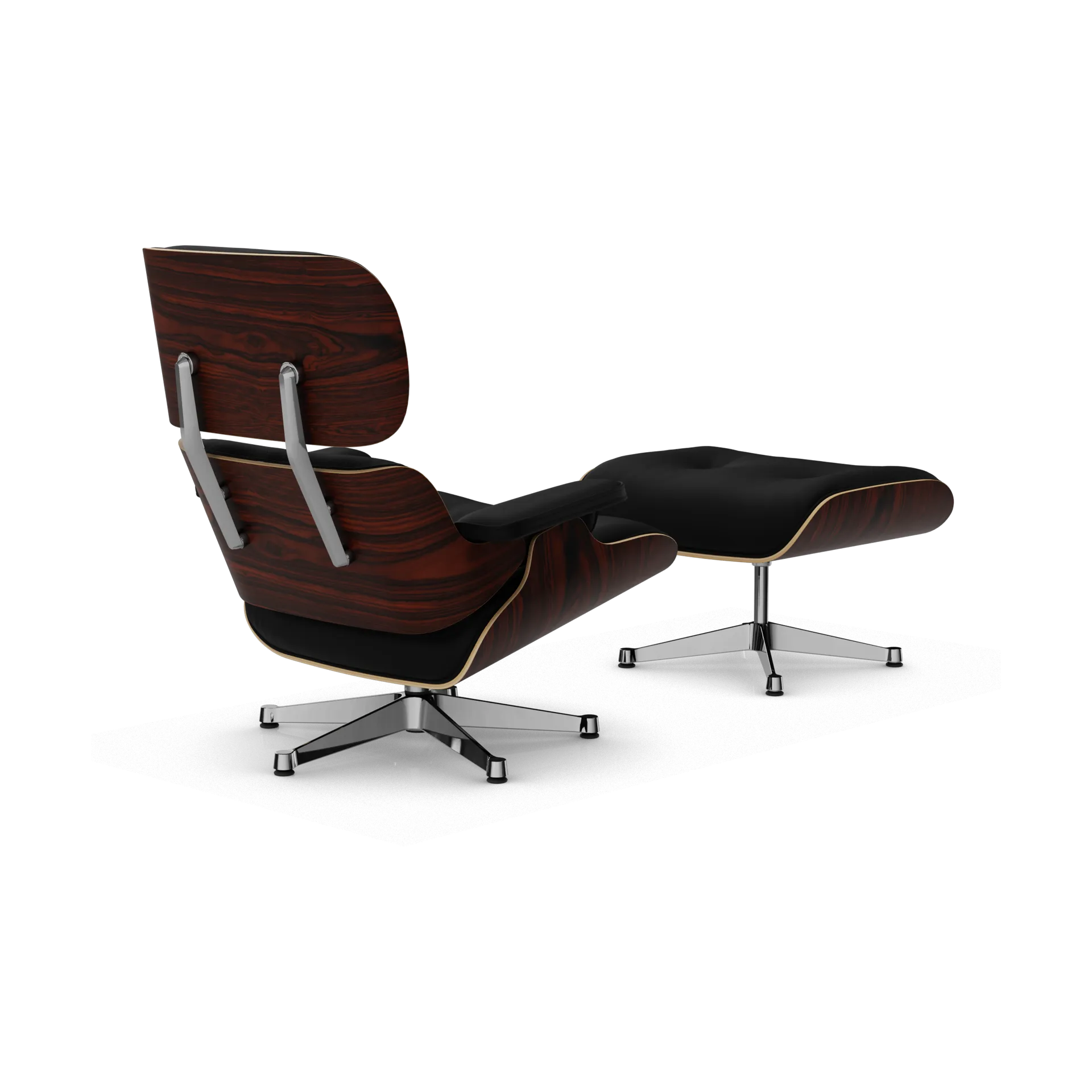 Eames Lounge Chair & Ottoman new dimensions, 66 Nero-05 santos palisander-pol. steel Vitra