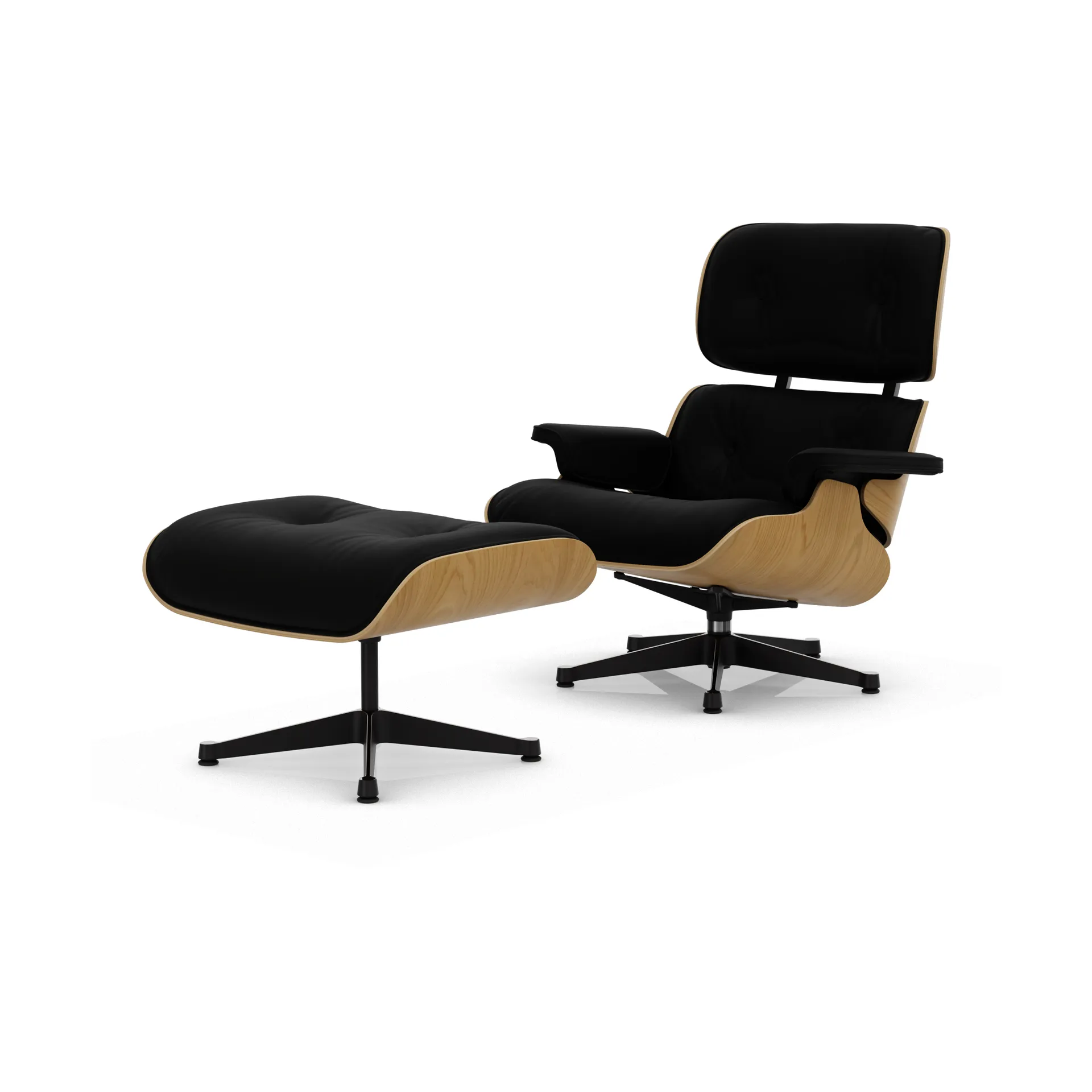 Eames Lounge Chair & Ottoman new dimensions, 66 Nero-26 chestnut natural-pol. steel-black Vitra