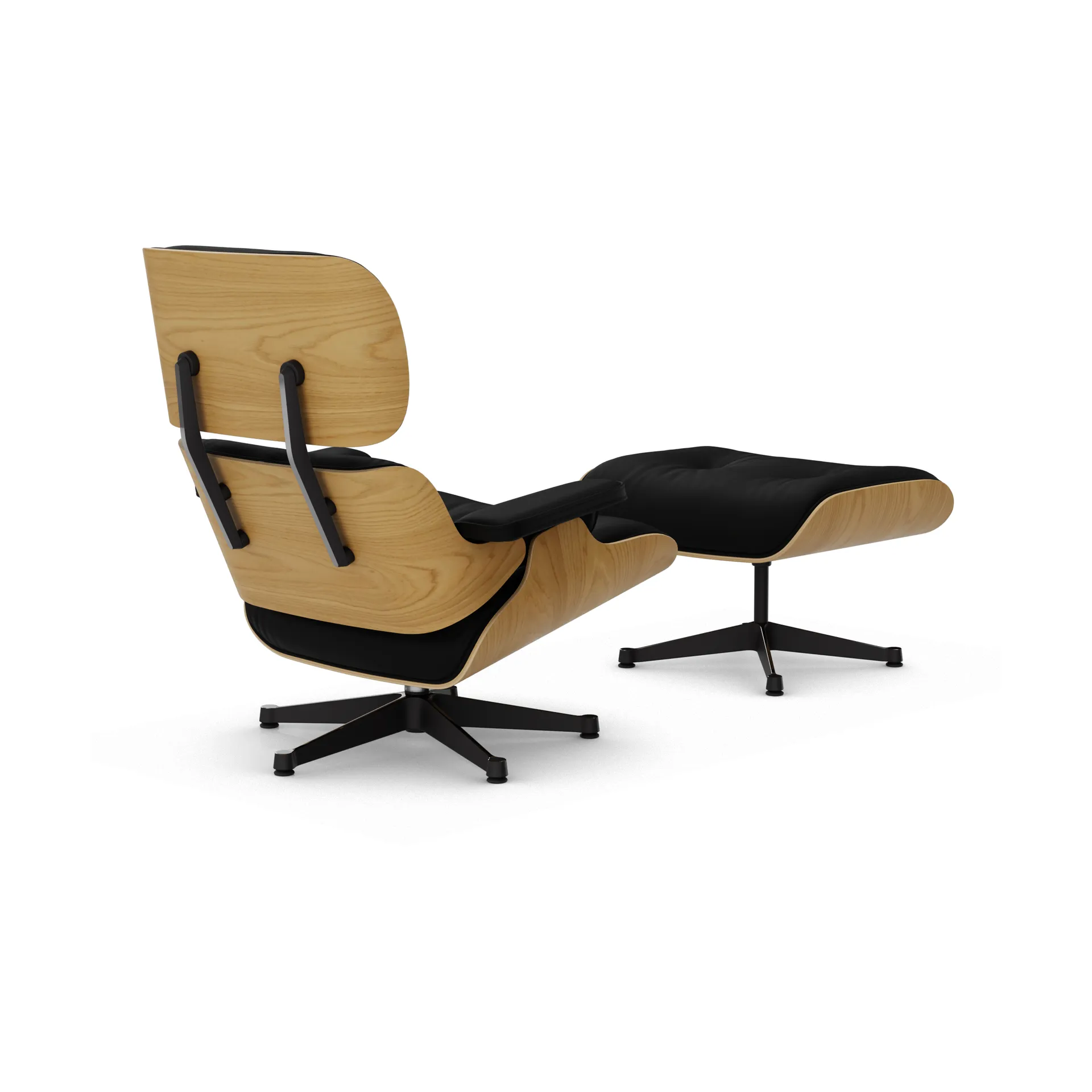 Eames Lounge Chair & Ottoman new dimensions, 66 Nero-26 chestnut natural-pol. steel-black Vitra