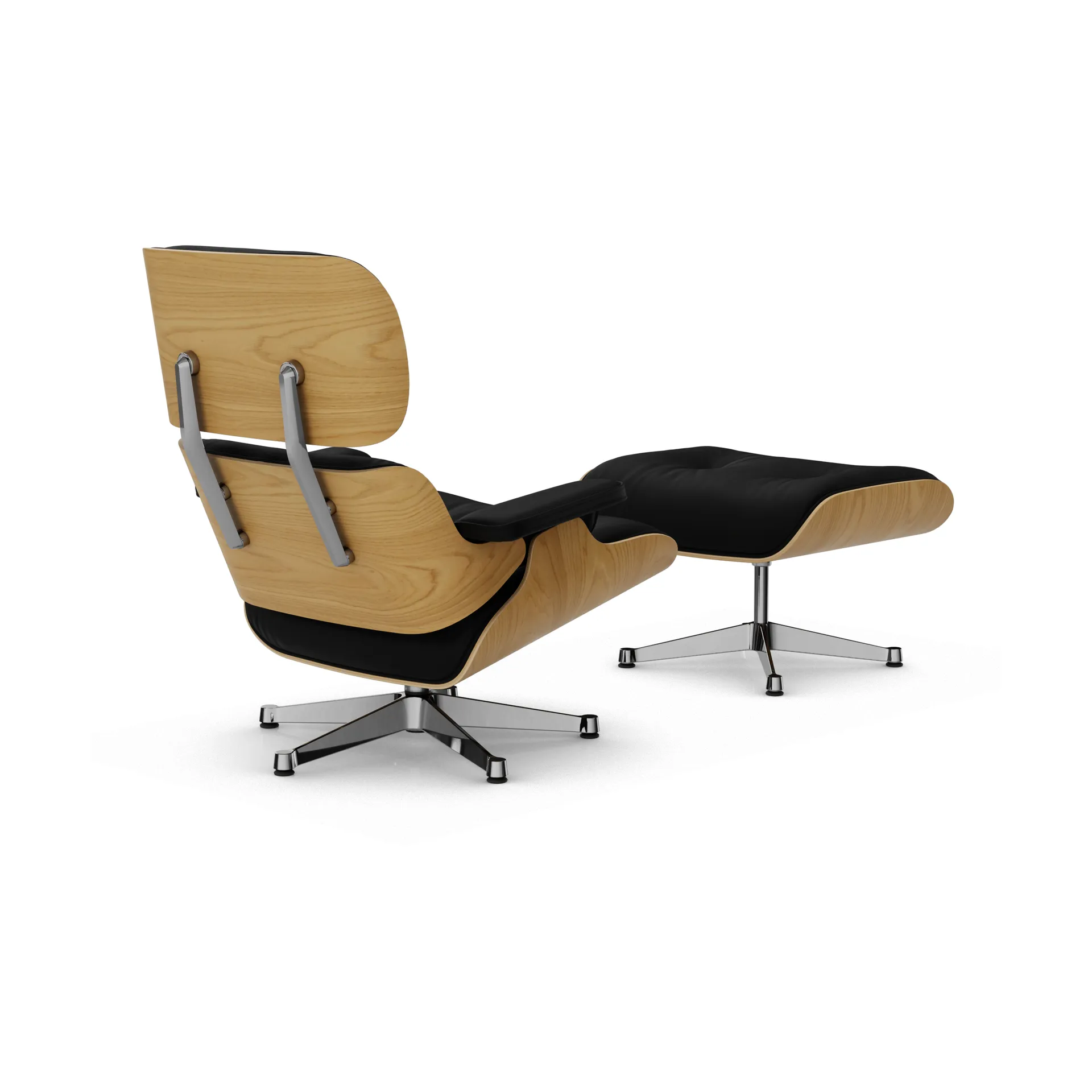 Eames Lounge Chair & Ottoman new dimensions, 66 Nero-26 chestnut natural-pol. steel Vitra