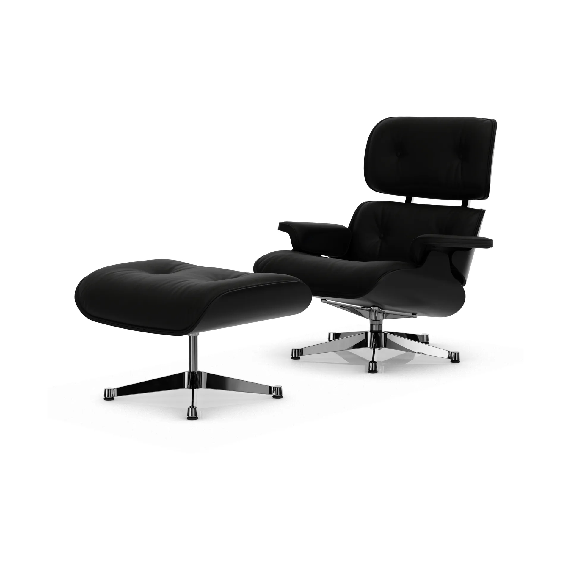 Eames Lounge Chair & Ottoman new dimensions, 66 Nero-27 chestnut black-pol. steel Vitra
