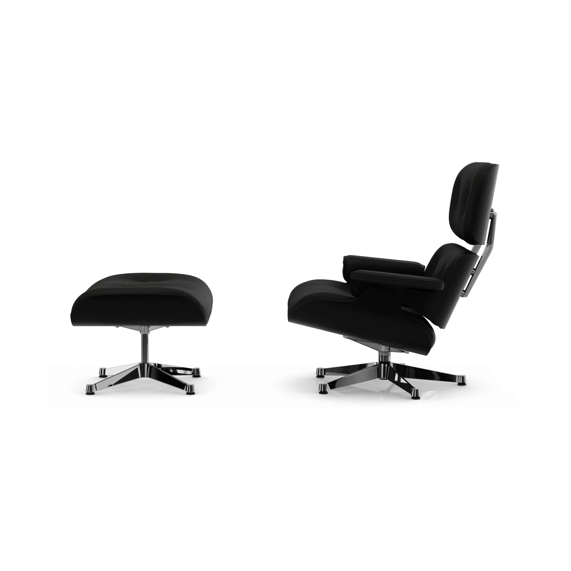 Eames Lounge Chair & Ottoman new dimensions, 66 Nero-27 chestnut black-pol. steel Vitra