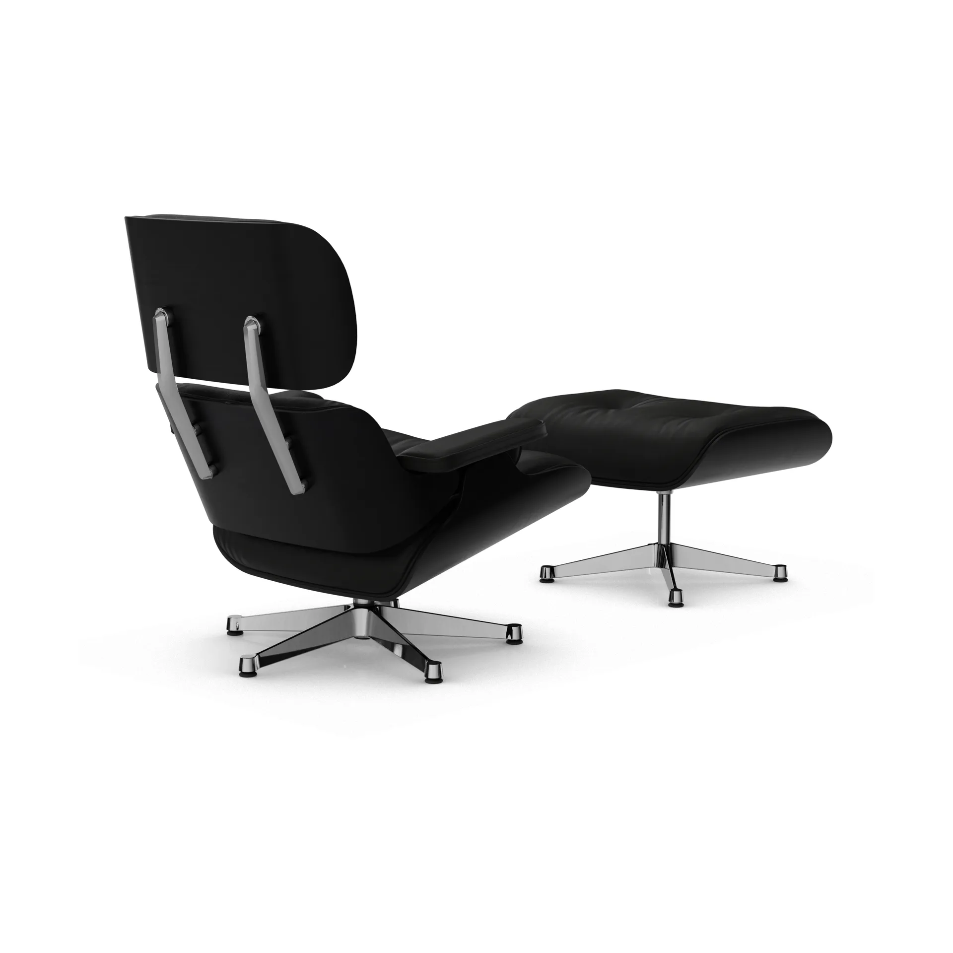 Eames Lounge Chair & Ottoman new dimensions, 66 Nero-27 chestnut black-pol. steel Vitra