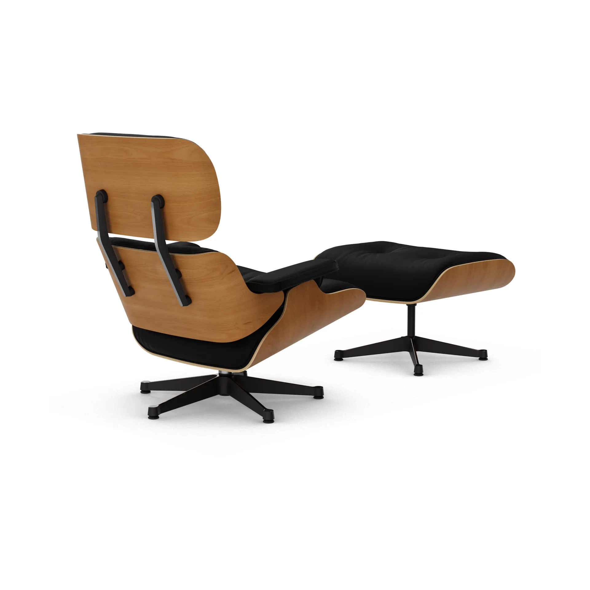 Eames Lounge Chair & Ottoman new dimensions, 66 Nero-28 cherry natural-pol. steel-black Vitra