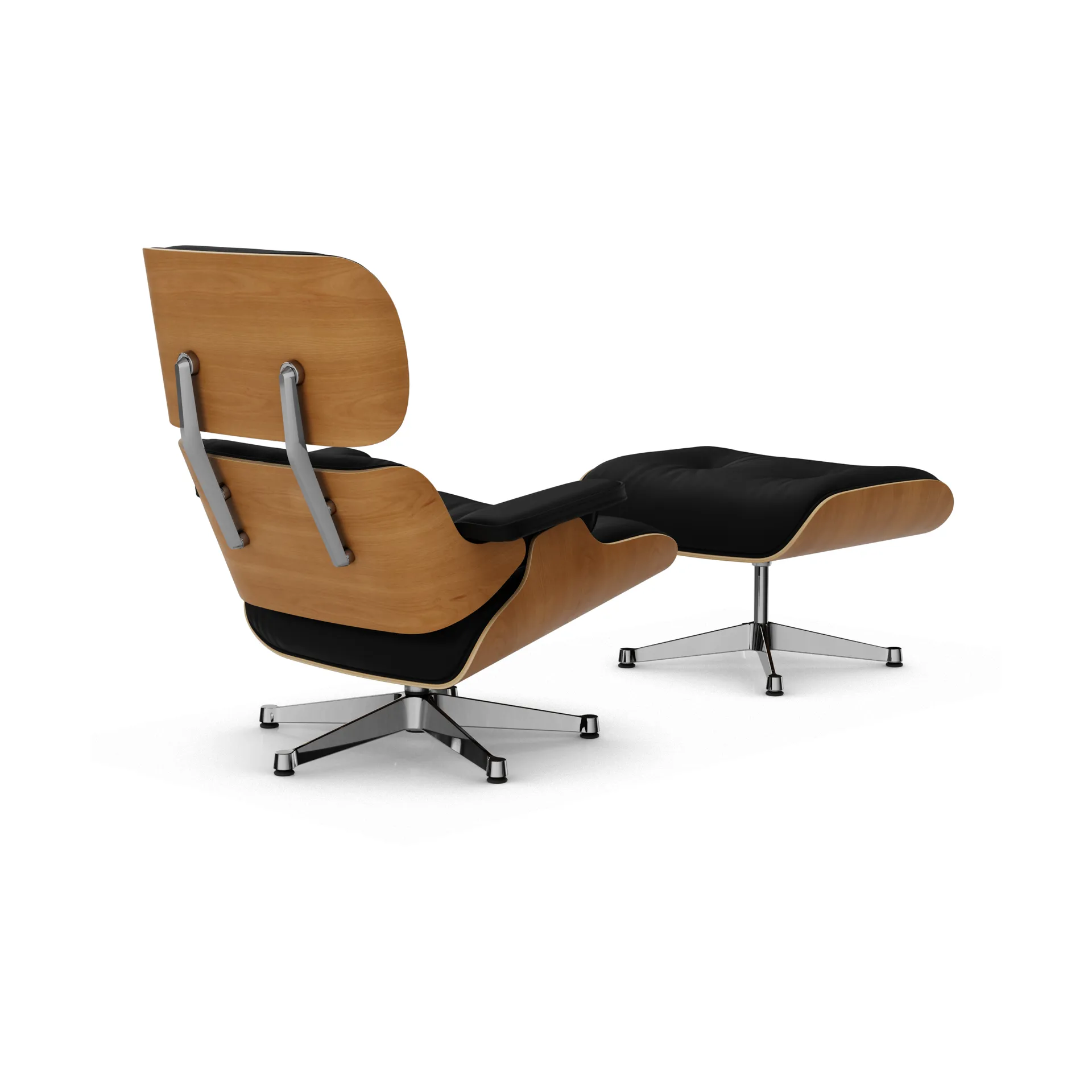 Eames Lounge Chair & Ottoman new dimensions, 66 Nero-28 cherry natural-pol. steel Vitra
