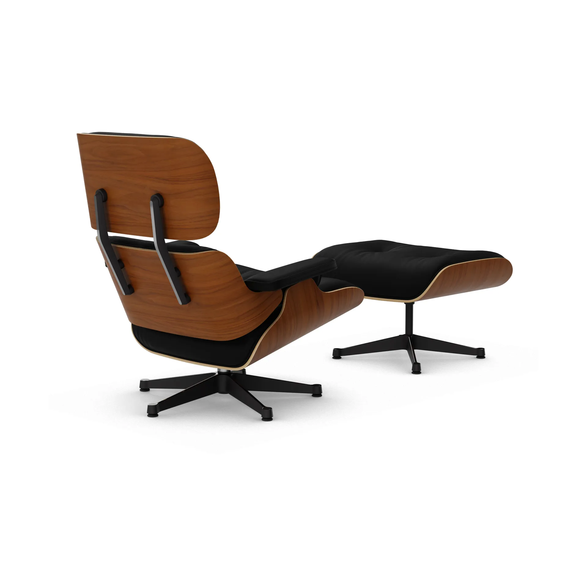 Eames Lounge Chair & Ottoman new dimensions, 66 Nero-31 walnut natural-pol. steel-black Vitra