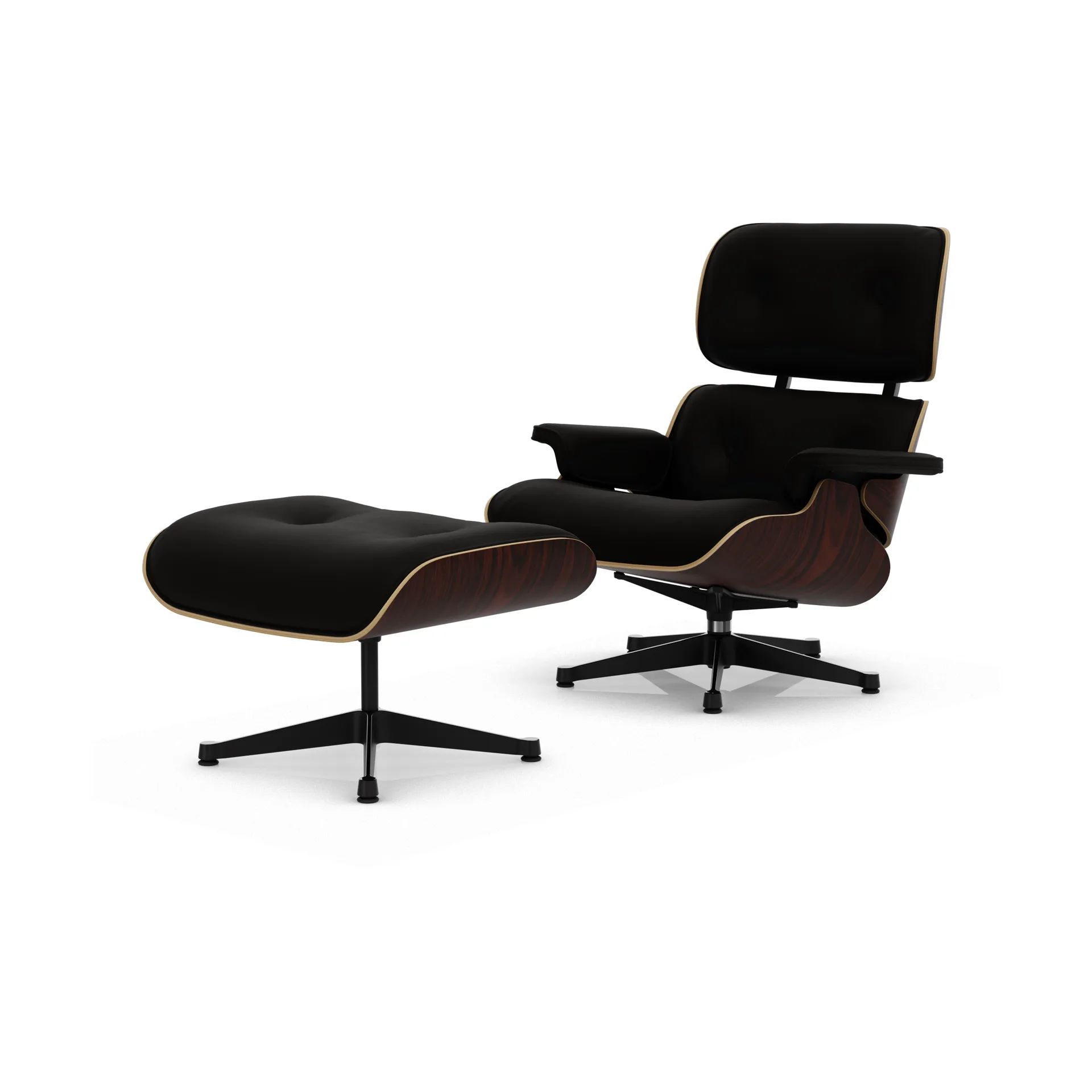 Eames Lounge Chair & Ottoman new dimensions, 68 Chocolate-05 santos palisander-pol. steel-black Vitra