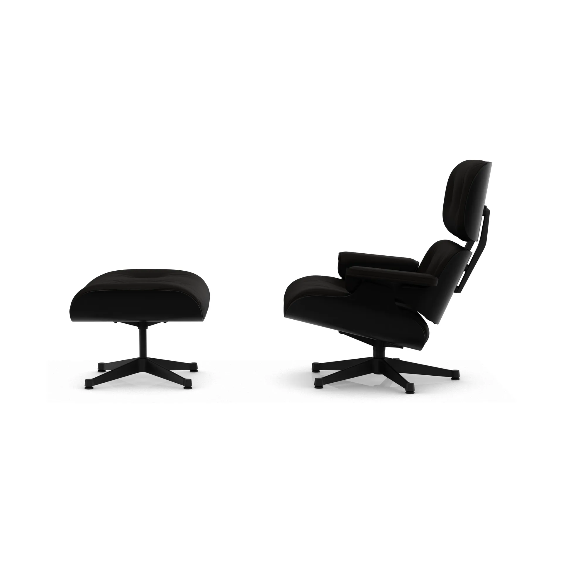 Eames Lounge Chair & Ottoman new dimensions, 68 Chocolate-27 chestnut black-black steel Vitra