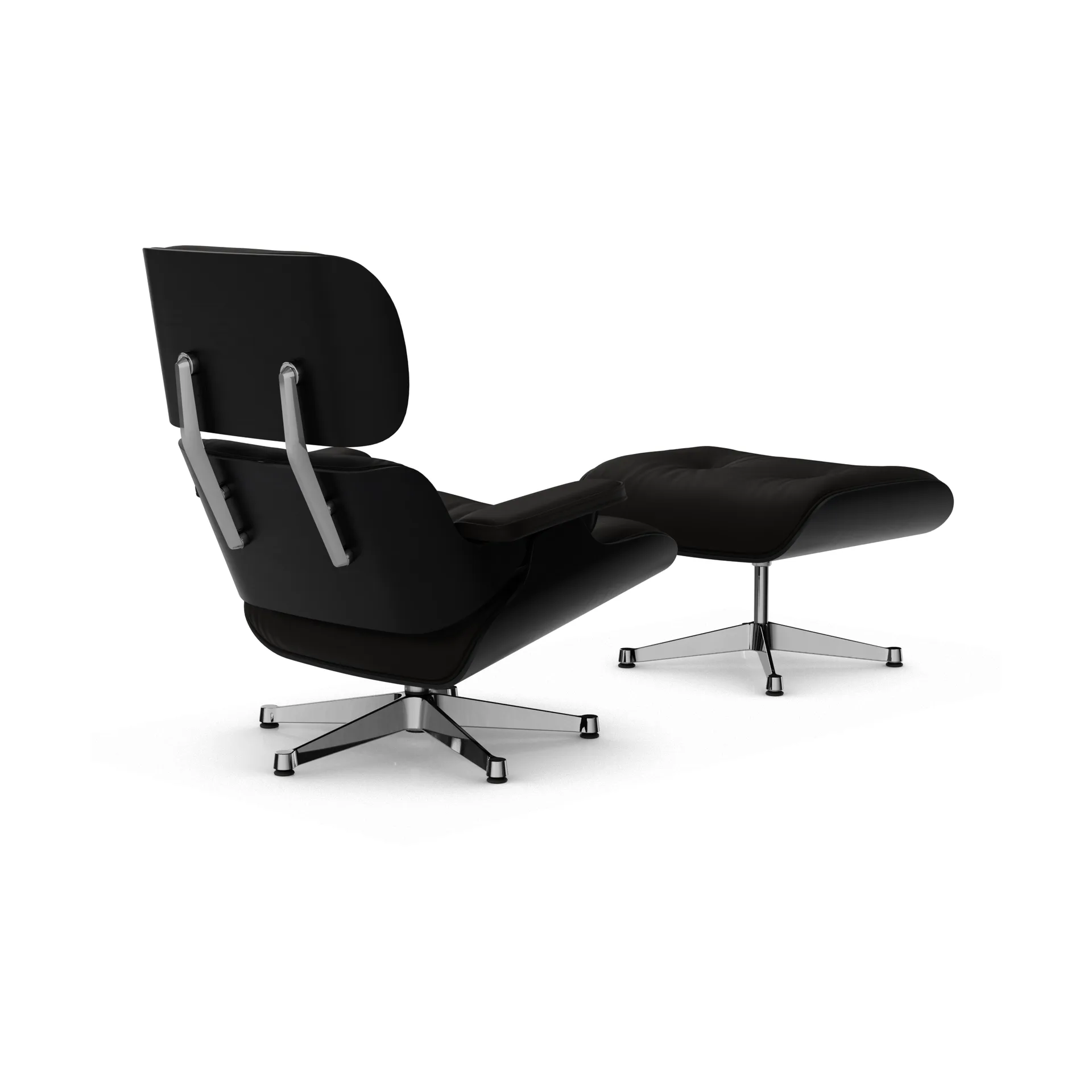 Eames Lounge Chair & Ottoman new dimensions, 68 Chocolate-27 chestnut black-pol. steel Vitra