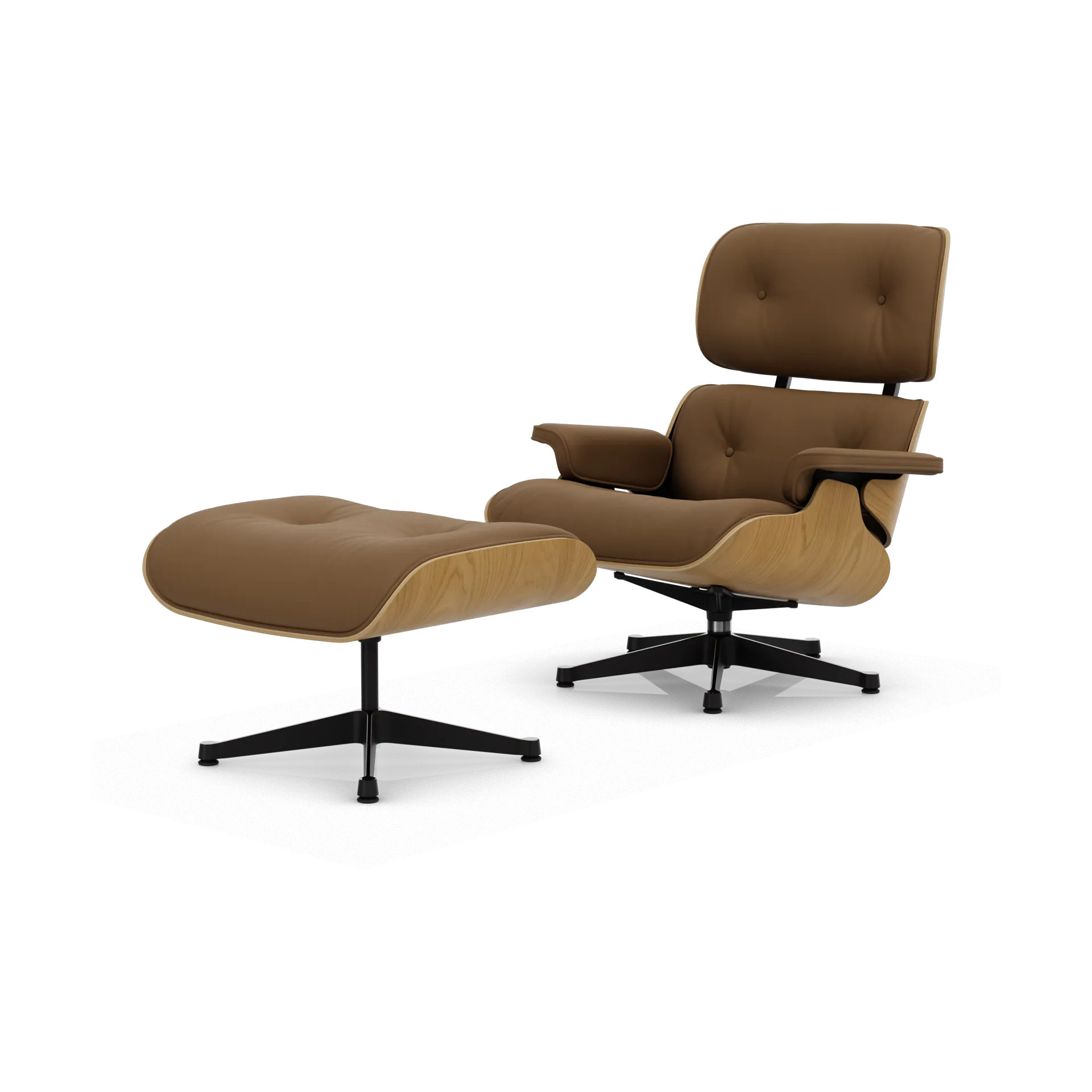 Eames Lounge Chair & Ottoman new dimensions, 75 Camel-26 chestnut natural-pol. steel-black Vitra