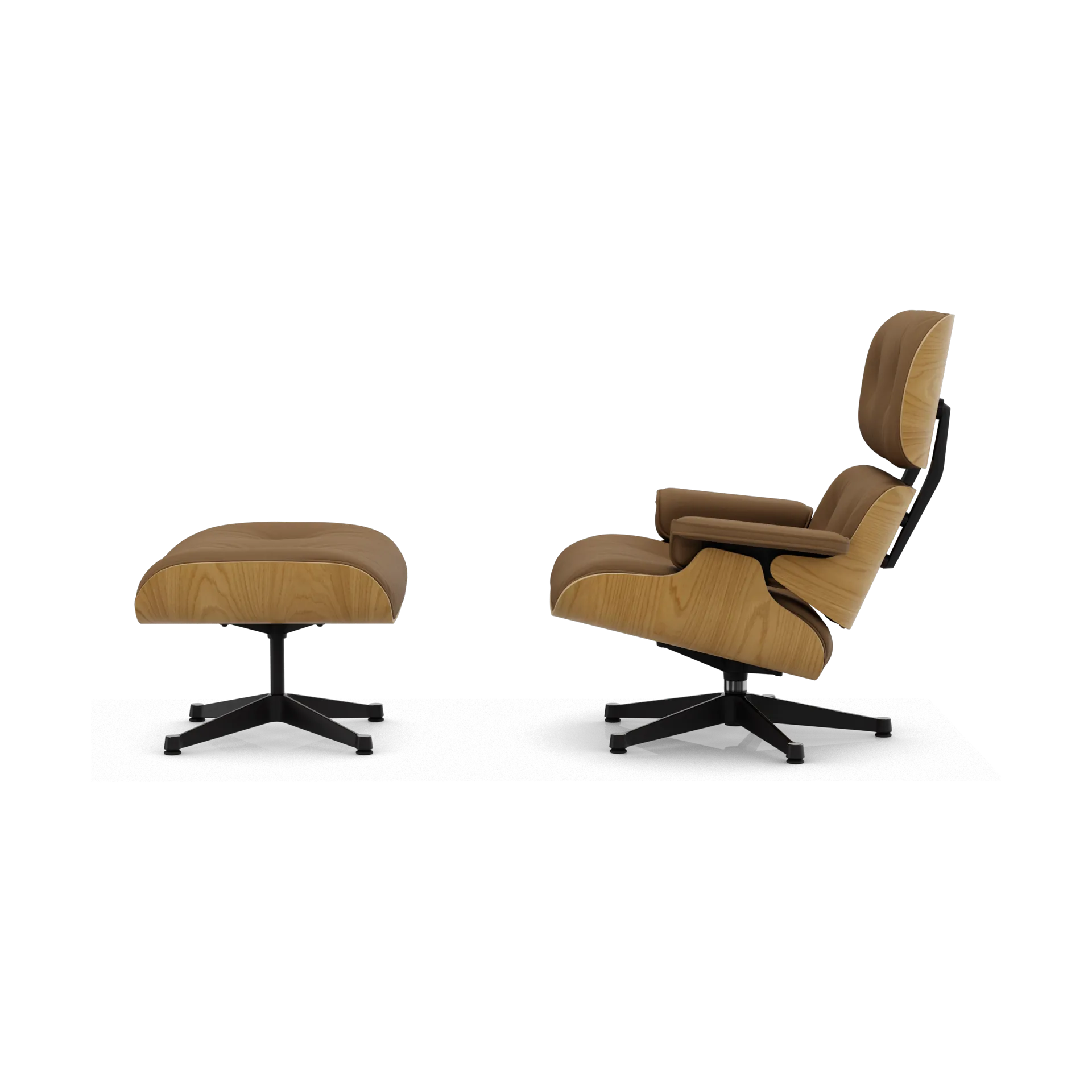 Eames Lounge Chair & Ottoman new dimensions, 75 Camel-26 chestnut natural-pol. steel-black Vitra