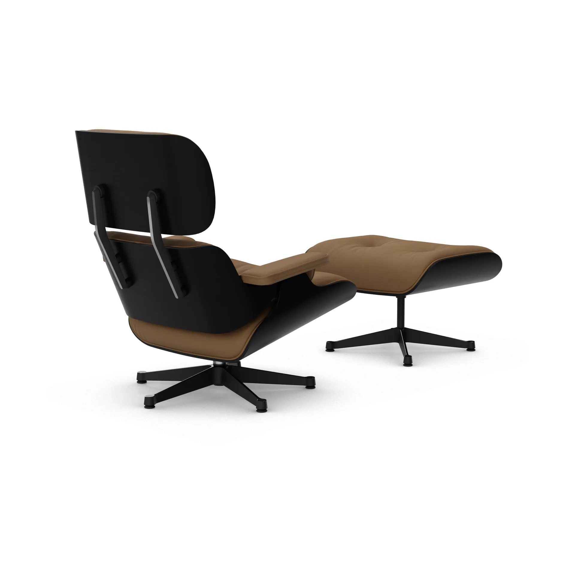 Eames Lounge Chair & Ottoman new dimensions, 75 Camel-27 chestnut black-pol. steel-black Vitra
