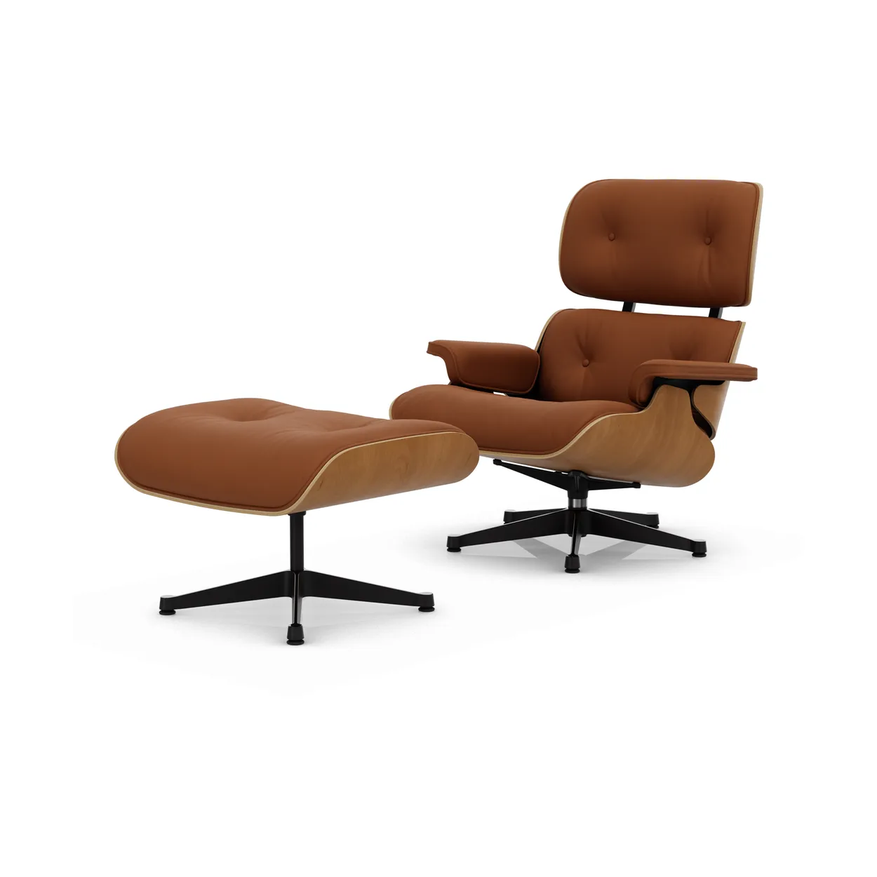 Vitra Eames Lounge Chair & Ottoman new dimensions 97 Cognac-28 cherry natural-pol. steel-black