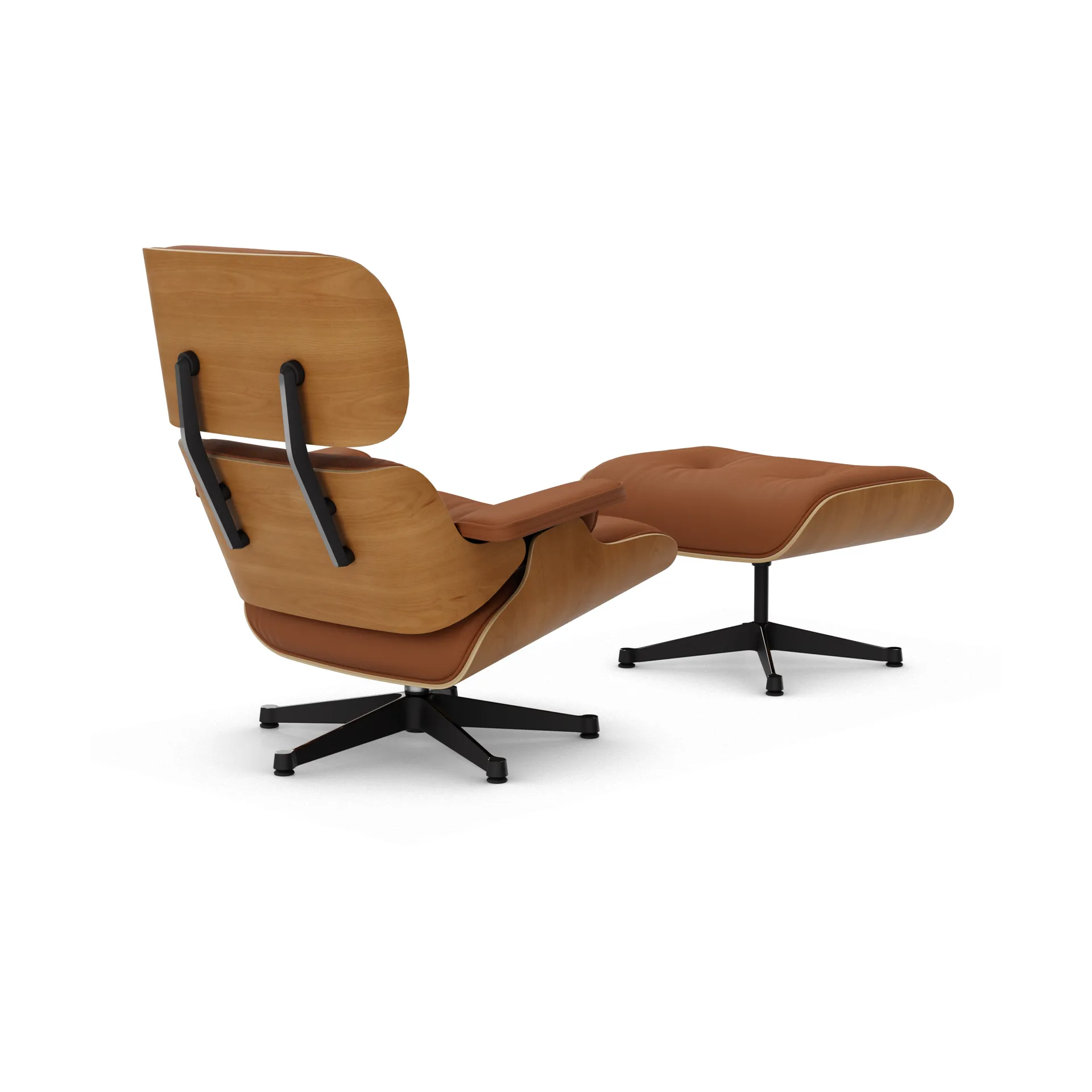 Eames Lounge Chair & Ottoman new dimensions, 97 Cognac-28 cherry natural-pol. steel-black Vitra