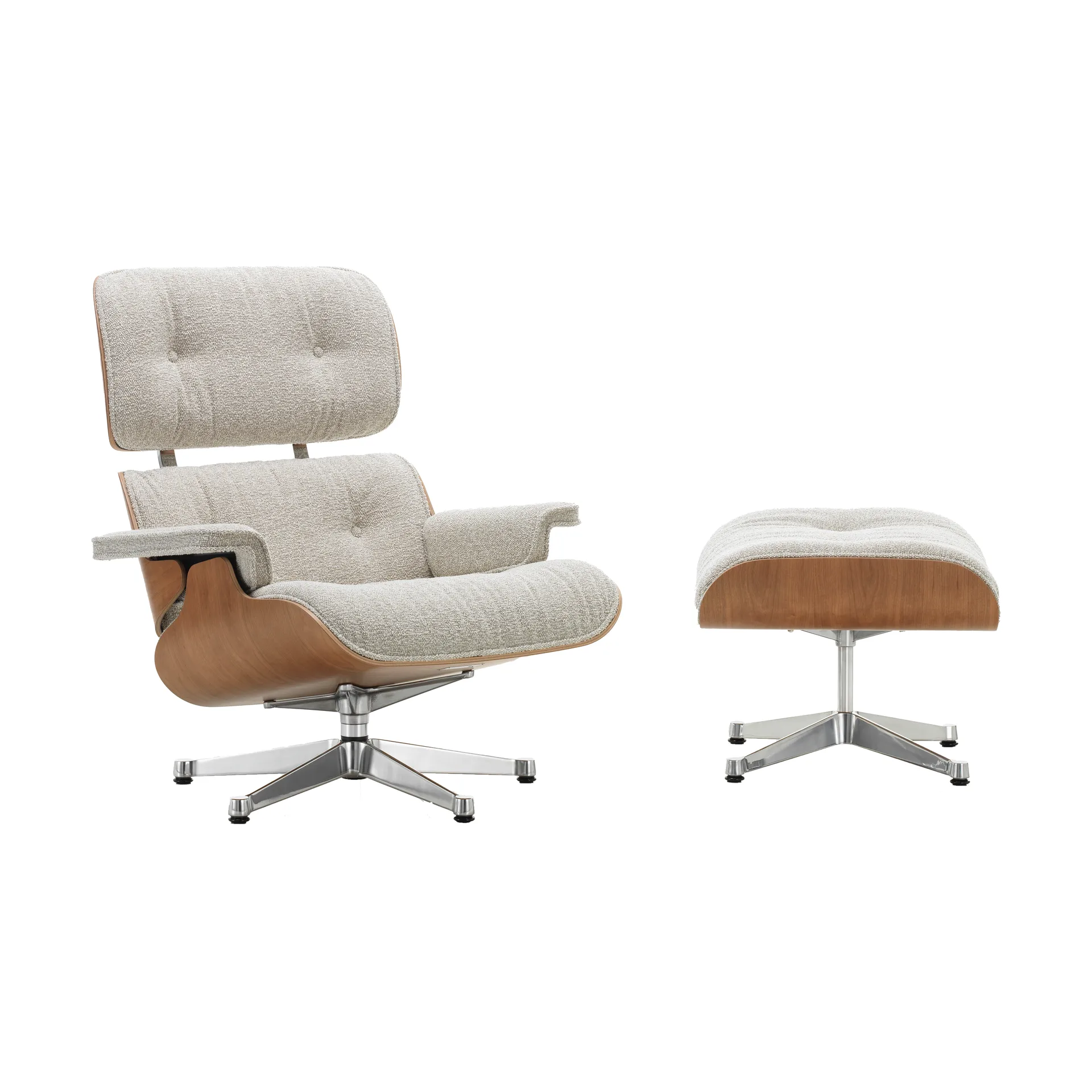Eames Lounge Chair & Ottoman new dimensions, Cream/sand-american cherry Vitra