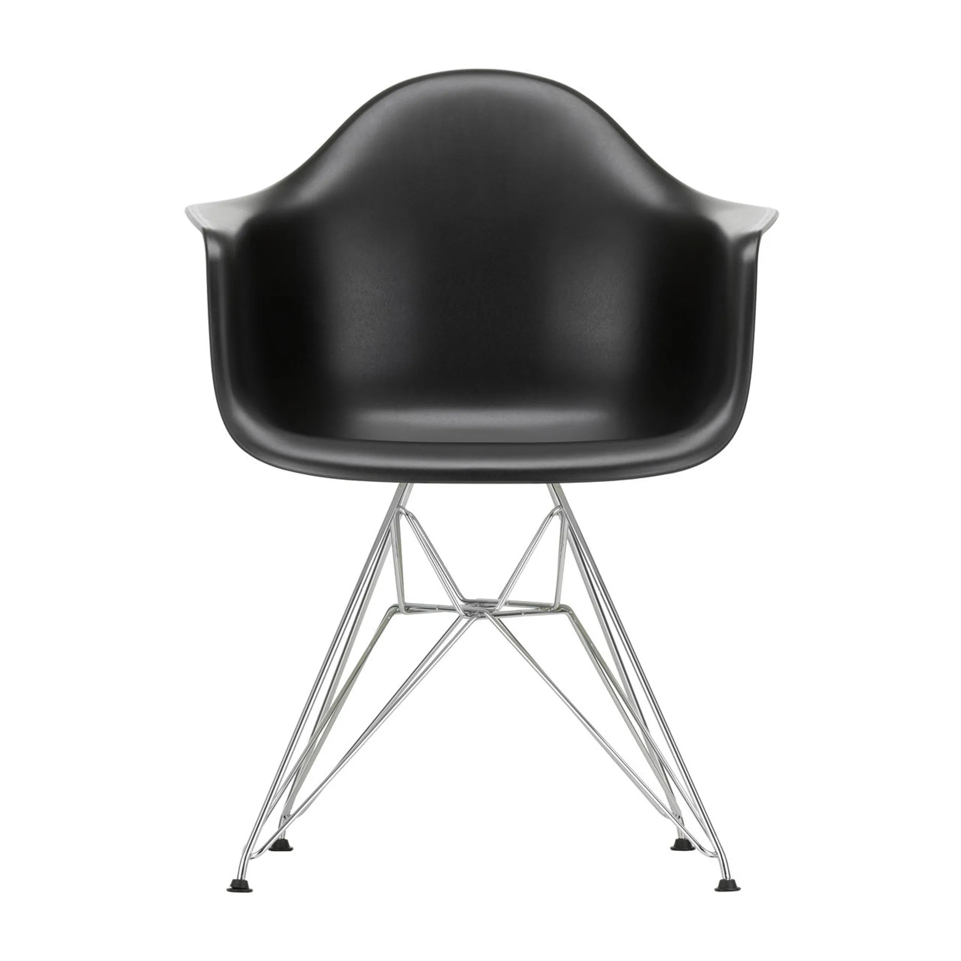Eames plastic armchair DAR stol, Deep black-Chrome Vitra