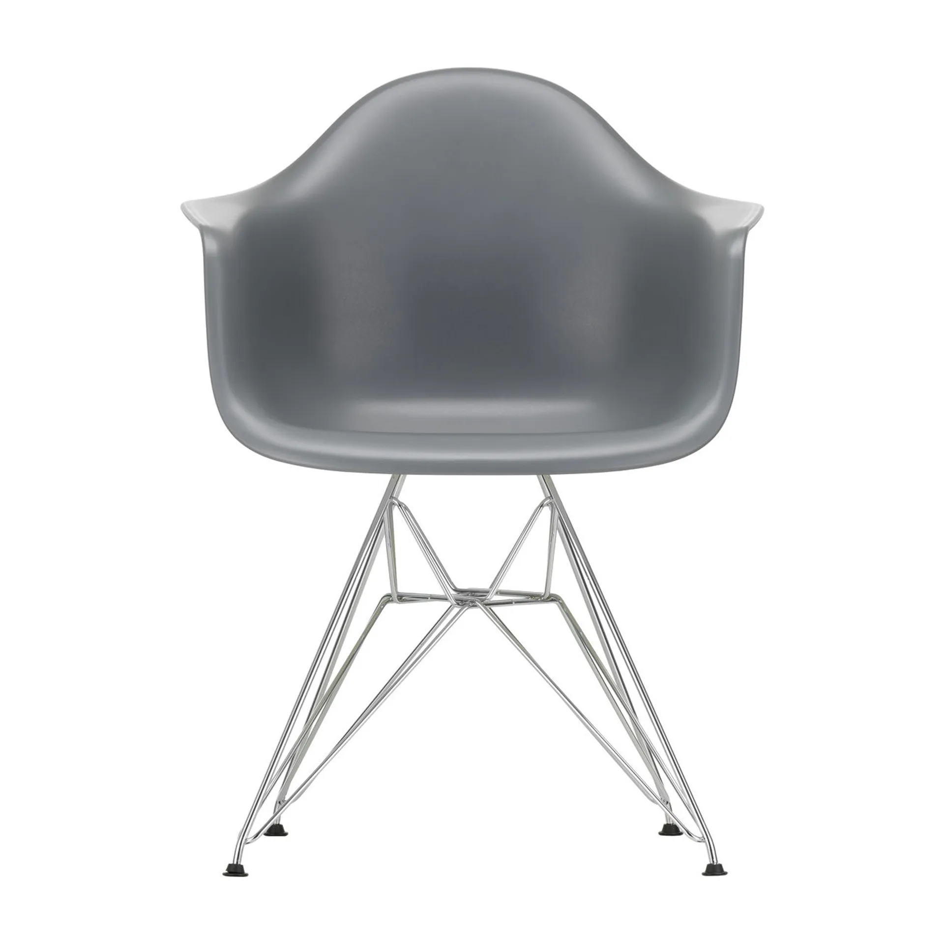 Eames plastic armchair DAR stol, Granite grey-Chrome Vitra