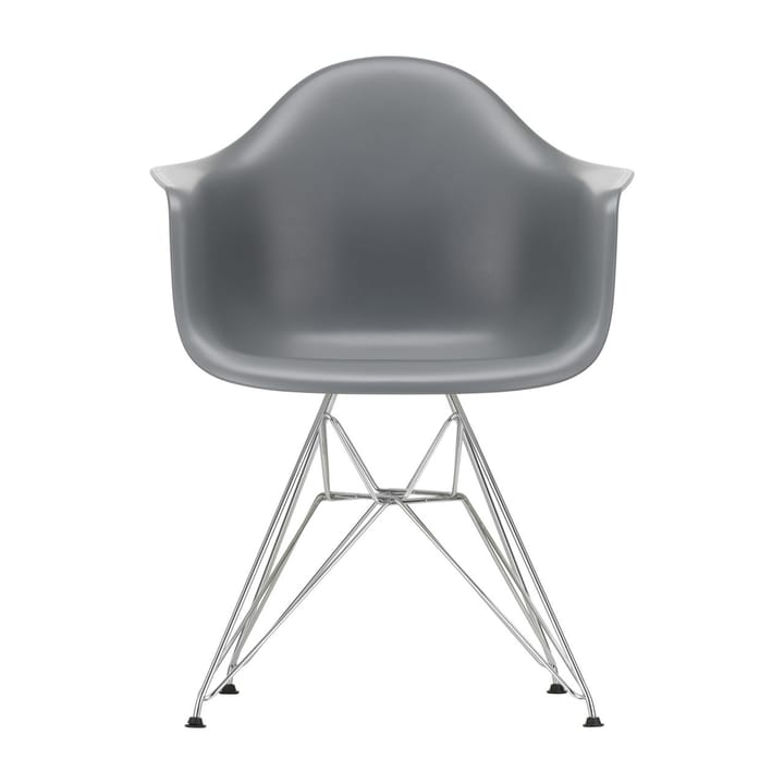 Eames plastic armchair DAR stol - Granite grey-Chrome - Vitra