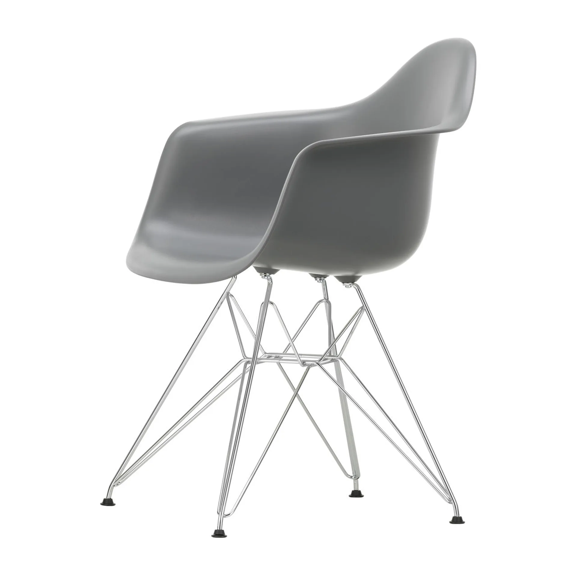 Eames plastic armchair DAR stol, Granite grey-Chrome Vitra