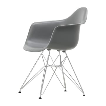 Eames plastic armchair DAR stol - Granite grey-Chrome - Vitra