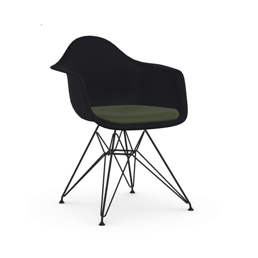 Vitra Eames plastic armchair DAR stol klädd front Hopsak nero-forest-Basic dark