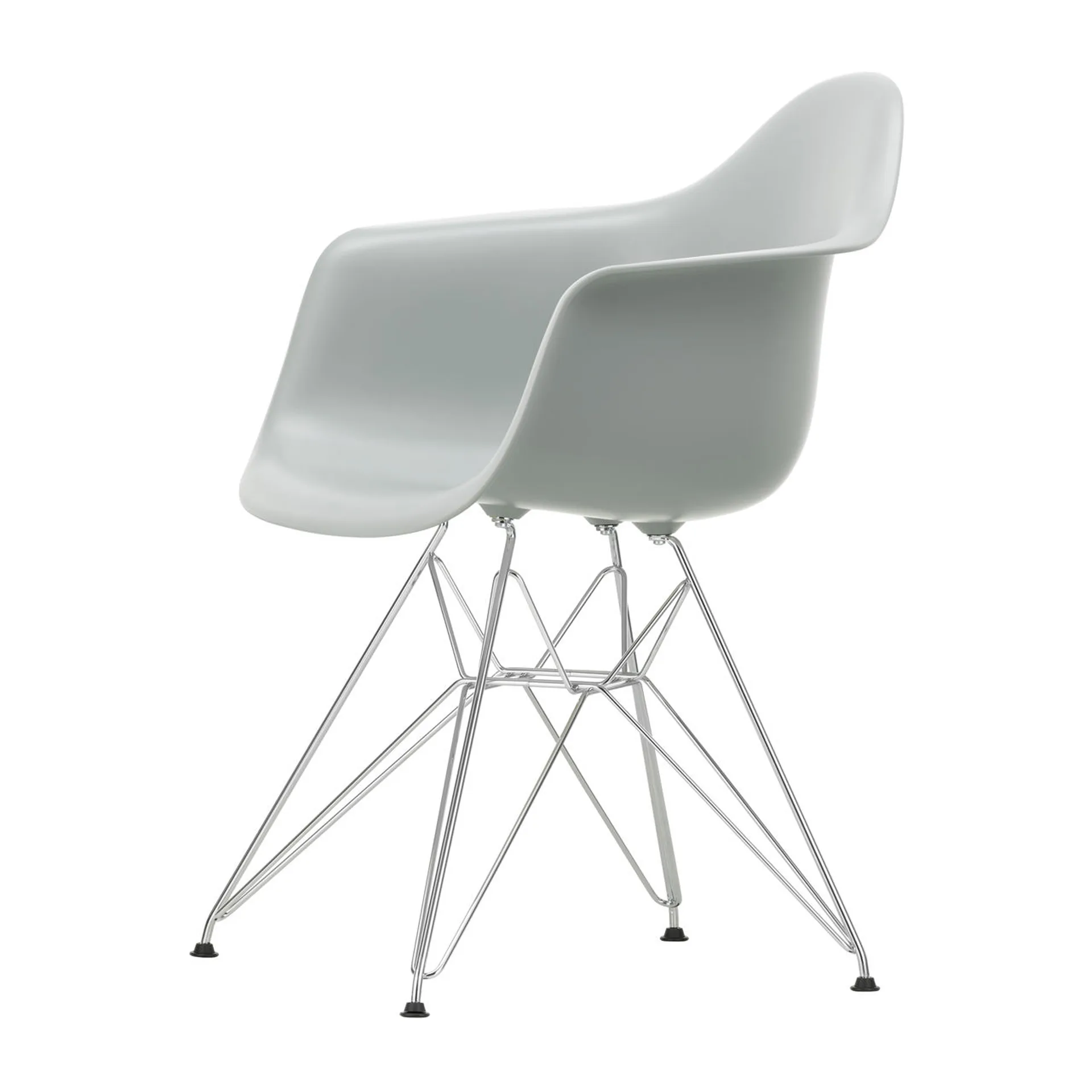 Eames plastic armchair DAR stol, Light grey-Chrome Vitra