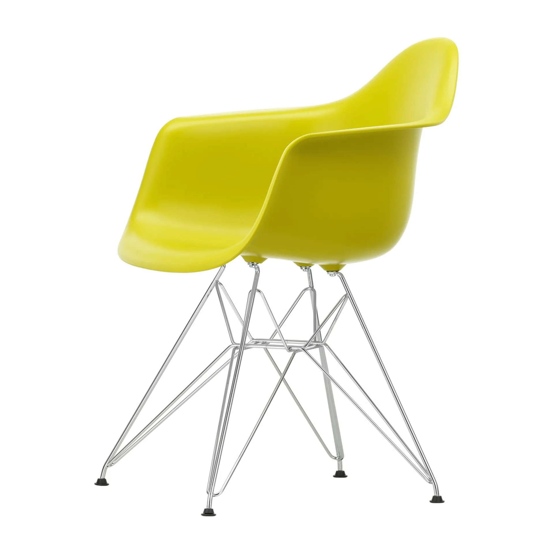 Eames plastic armchair DAR stol, Mustard-Chrome Vitra