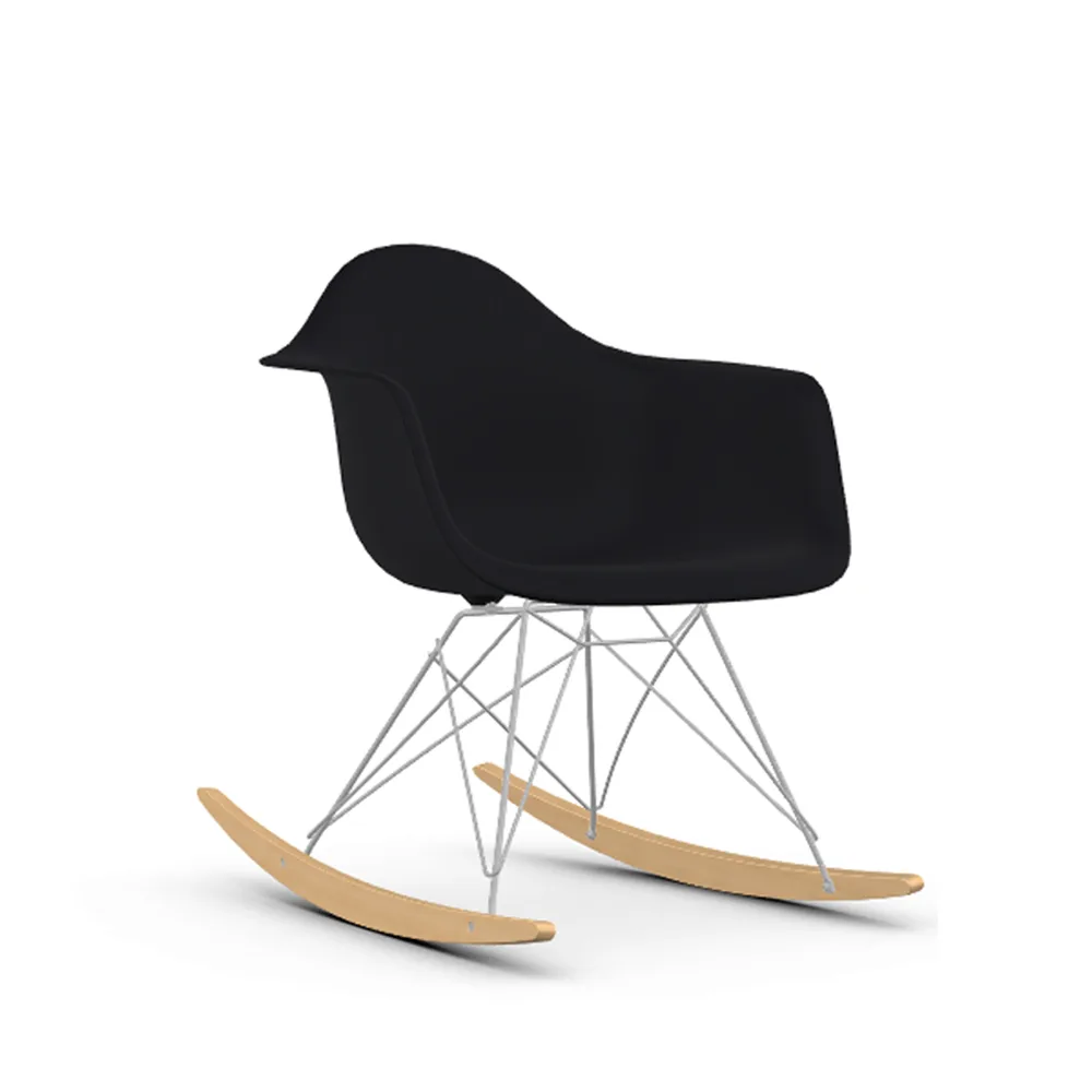 Eames plastic armchair RAR gungstol, Deep black-Chrome-Maple Vitra