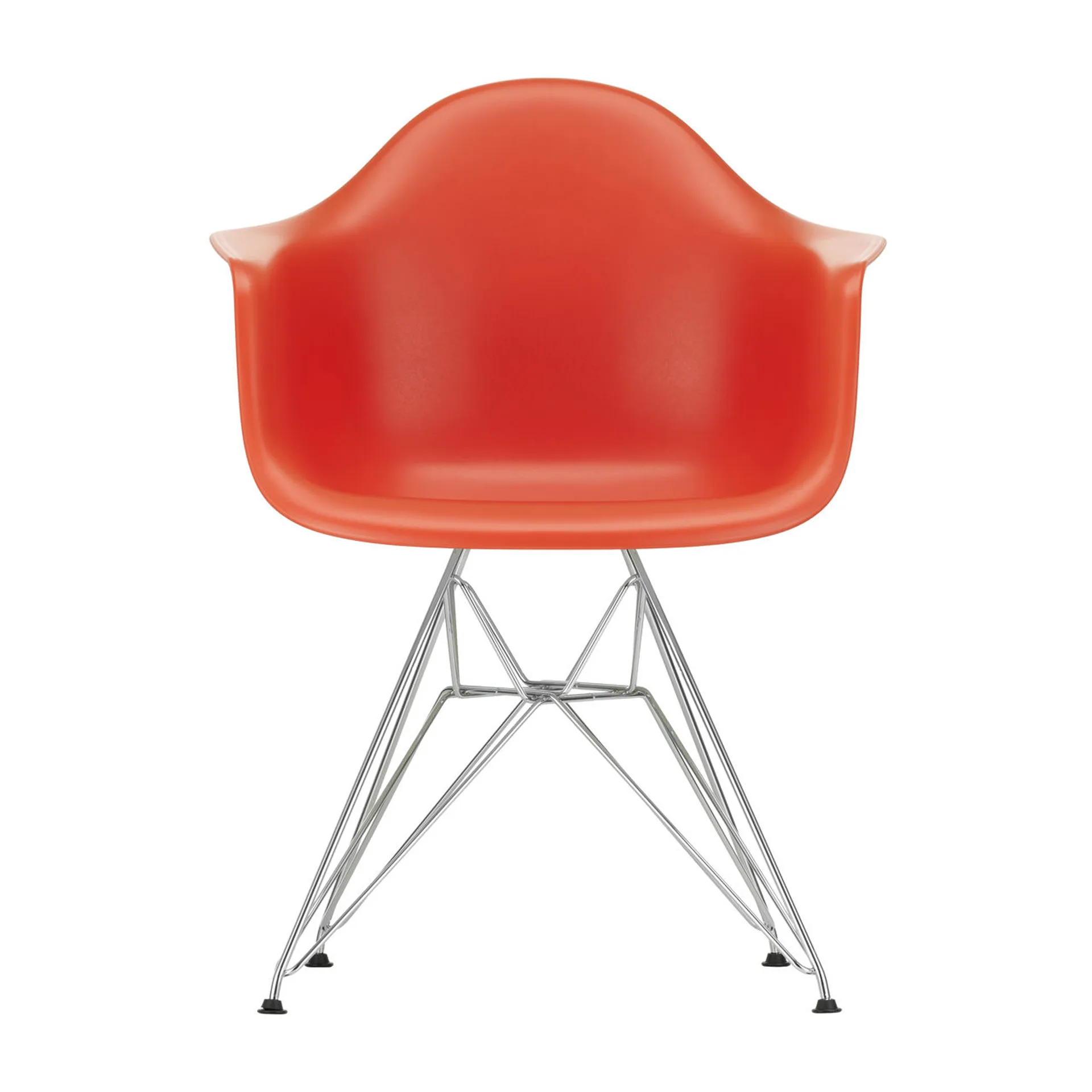 Eames Plastic Armchair RE DAR stol, 03 poppy red-chrome Vitra