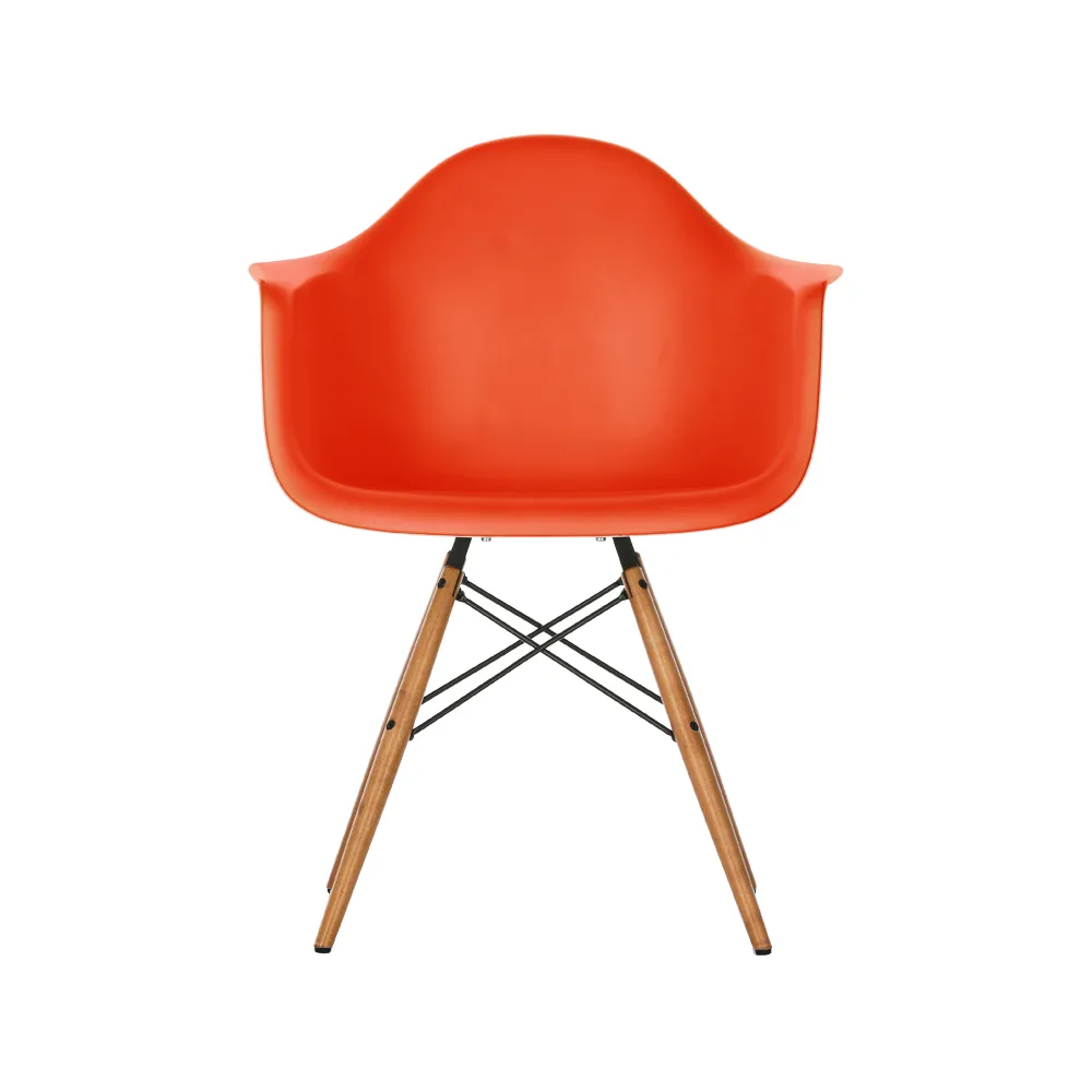 Eames Plastic Armchair RE DAW stol, 03 poppy red-golden maple Vitra