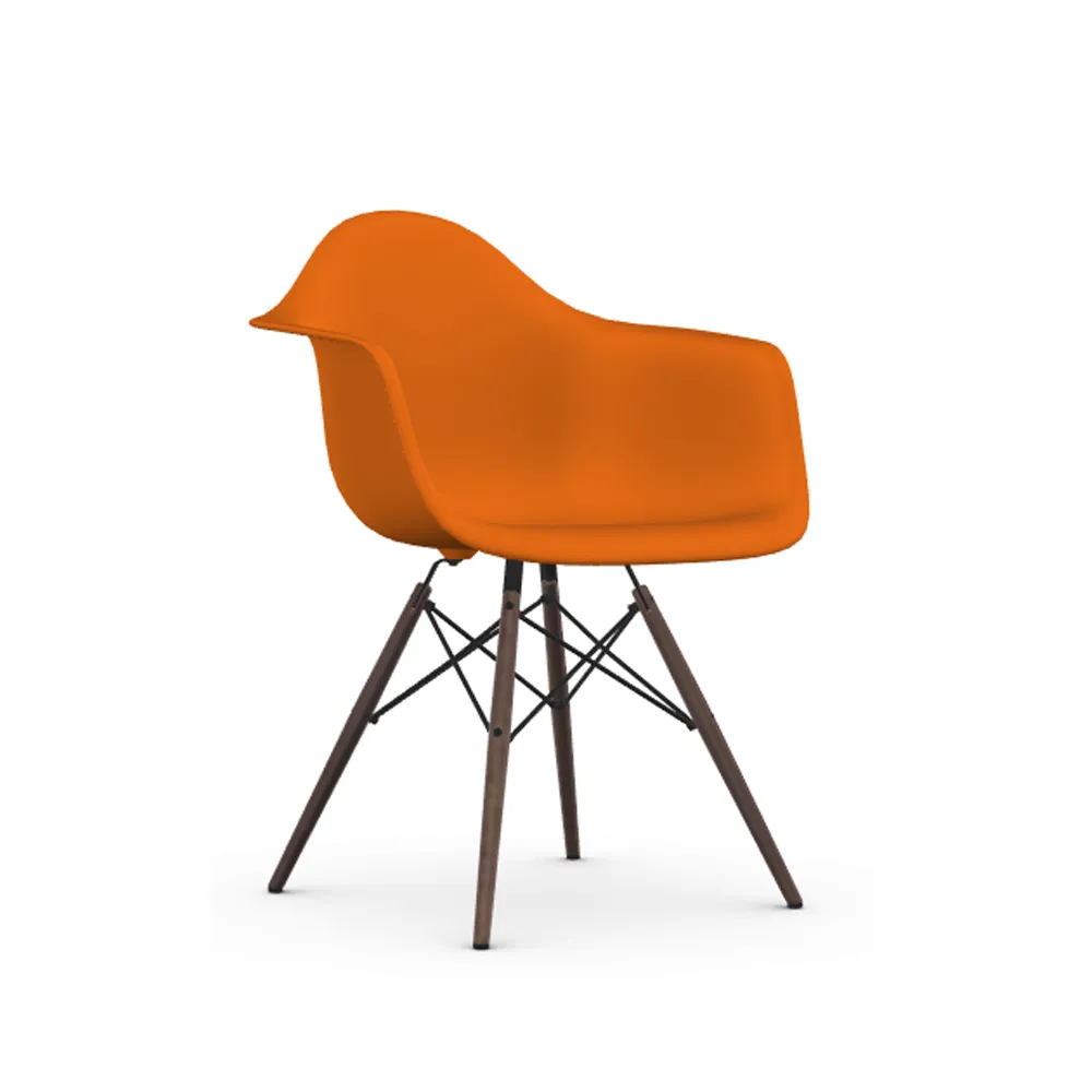 Eames Plastic Armchair RE DAW stol, 43 rusty orange-dark maple Vitra