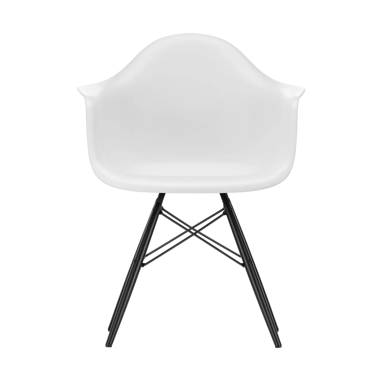 Eames Plastic Armchair RE DAW stol, 85 cotton white-black maple Vitra
