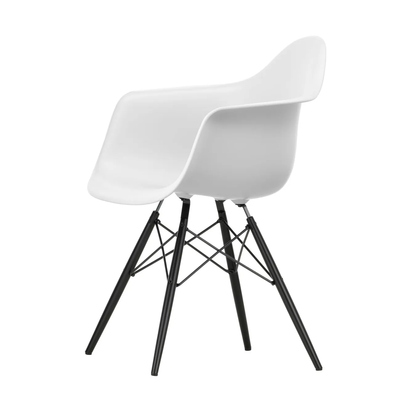 Eames Plastic Armchair RE DAW stol, 85 cotton white-black maple Vitra
