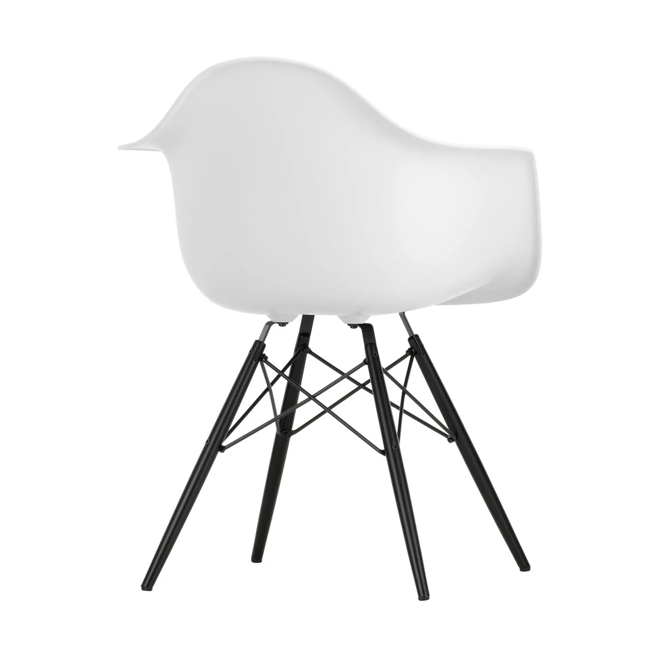 Eames Plastic Armchair RE DAW stol, 85 cotton white-black maple Vitra