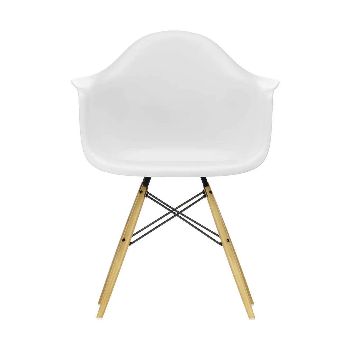 Eames Plastic Armchair RE DAW stol, 85 cotton white-golden maple Vitra