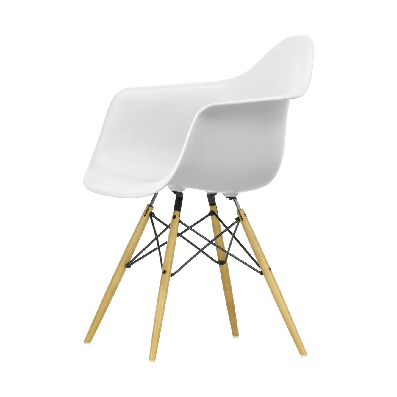 Eames Plastic Armchair RE DAW stol, 85 cotton white-golden maple Vitra