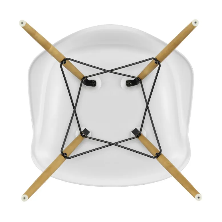 Eames Plastic Armchair RE DAW stol, 85 cotton white-golden maple Vitra