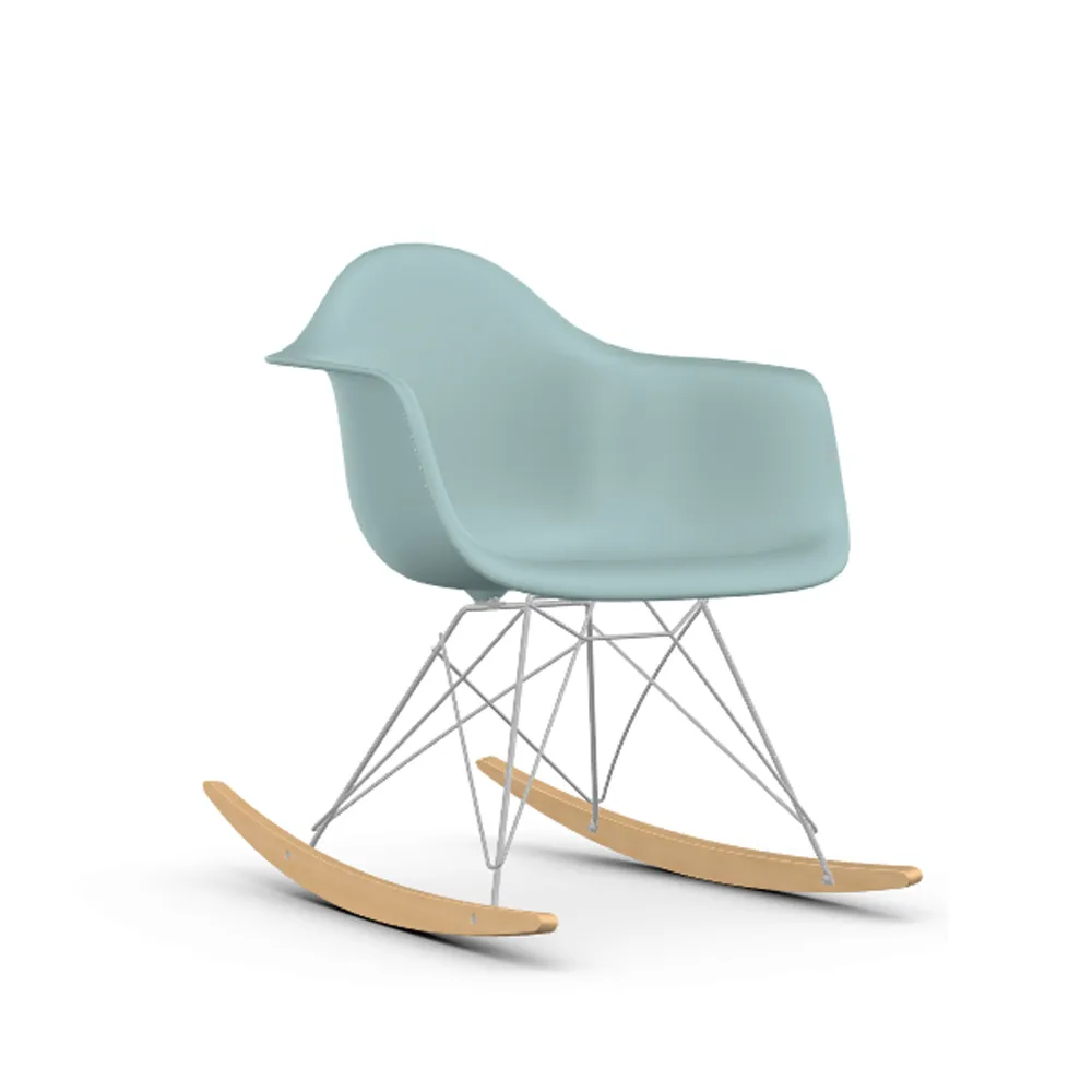 Eames Plastic Armchair RE RAR gungstol, 23 ice grey-chrome-golden maple Vitra