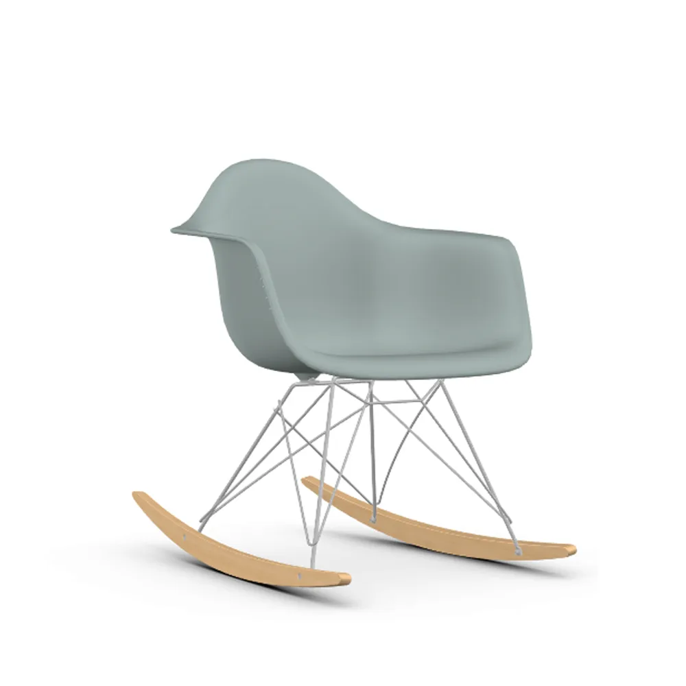 Eames Plastic Armchair RE RAR gungstol, 24 light grey-chrome-golden maple Vitra