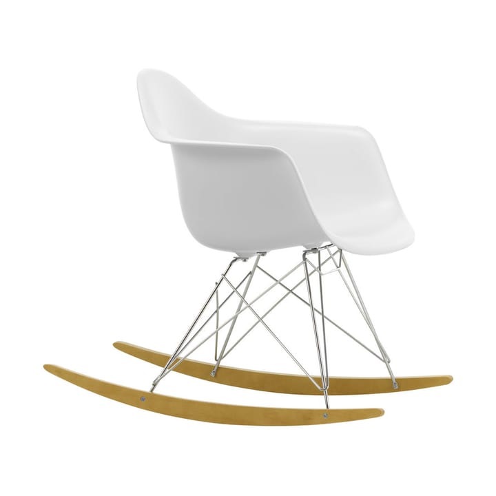 Eames Plastic Armchair RE RAR gungstol - 85 cotton white-chrome-golden maple - Vitra