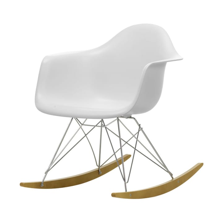 Eames Plastic Armchair RE RAR gungstol, 85 cotton white-chrome-golden maple Vitra