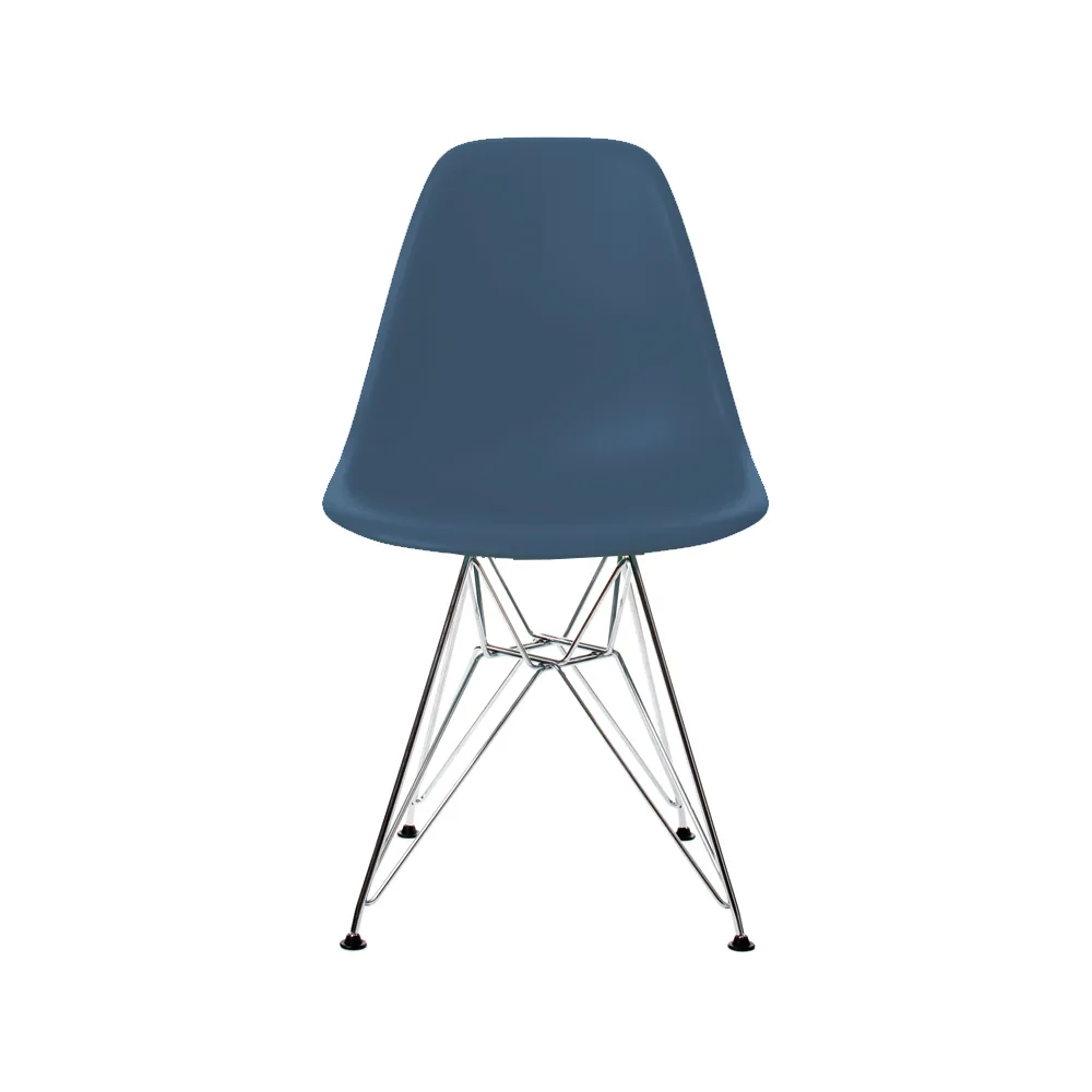 Eames Plastic Side Chair DSR Hard Glides stol , Sea blue-Chrome Vitra