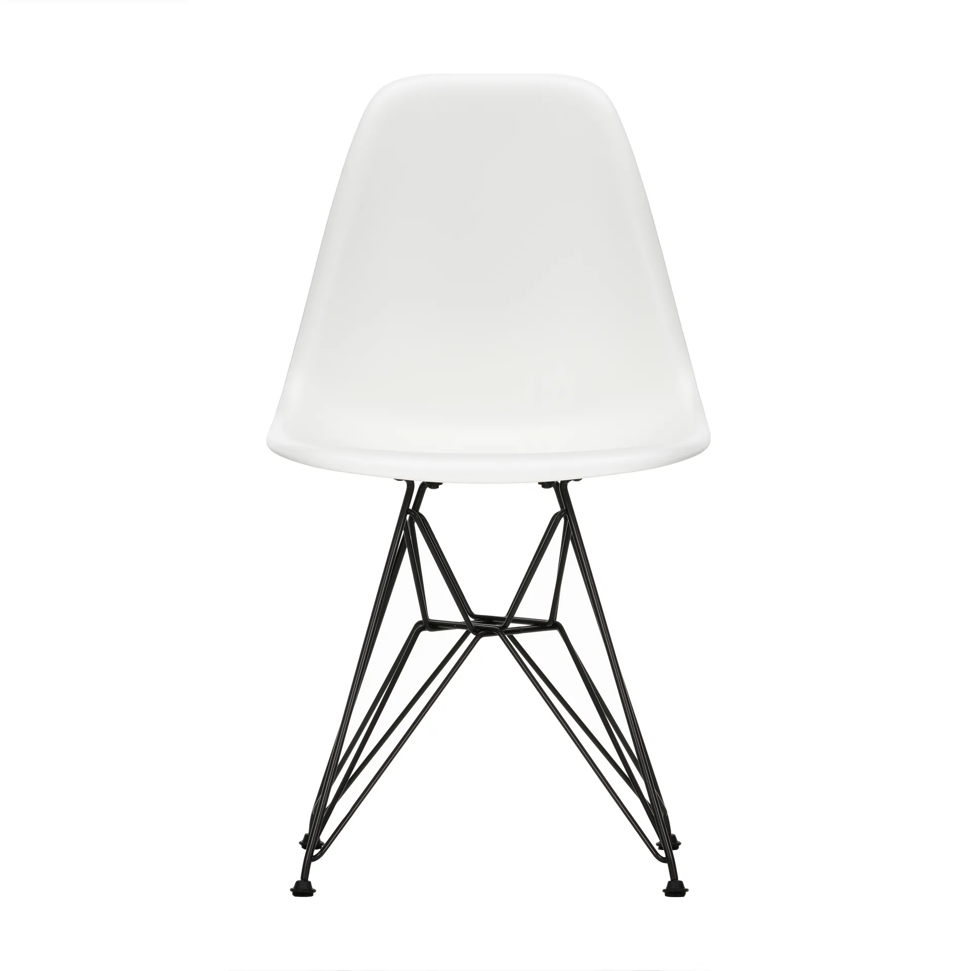 Eames Plastic Side Chair DSR Hard Glides stol , White-Dark basic Vitra