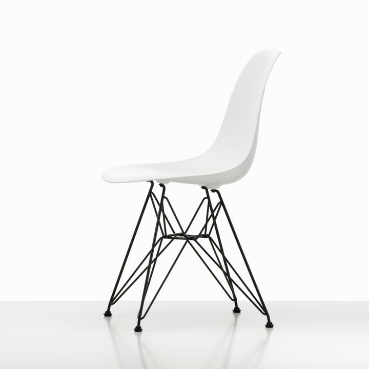 Eames Plastic Side Chair DSR Hard Glides stol , White-Dark basic Vitra