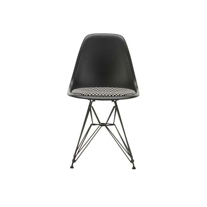 Eames plastic side chair DSR stol klädd sits - Black-Checkered-Black - Vitra