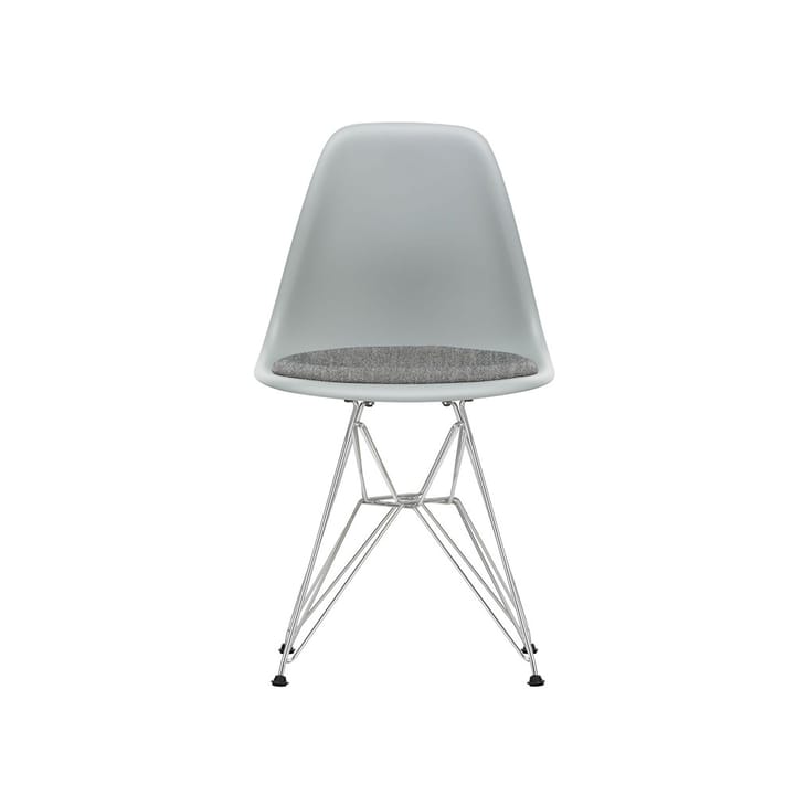 Eames plastic side chair DSR stol klädd sits - Light grey-Hopsak 23-Chrome - Vitra