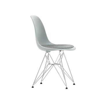 Eames plastic side chair DSR stol klädd sits - Light grey-Hopsak 23-Chrome - Vitra